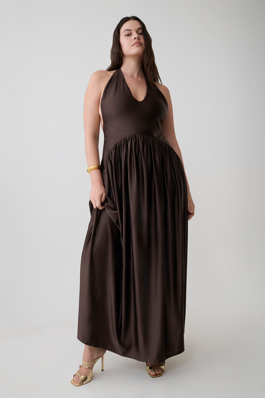 Cypress Halter Maxi Dress - Chocolate