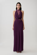 Arra Chiffon And Lace Halter Maxi Dress - Plum
