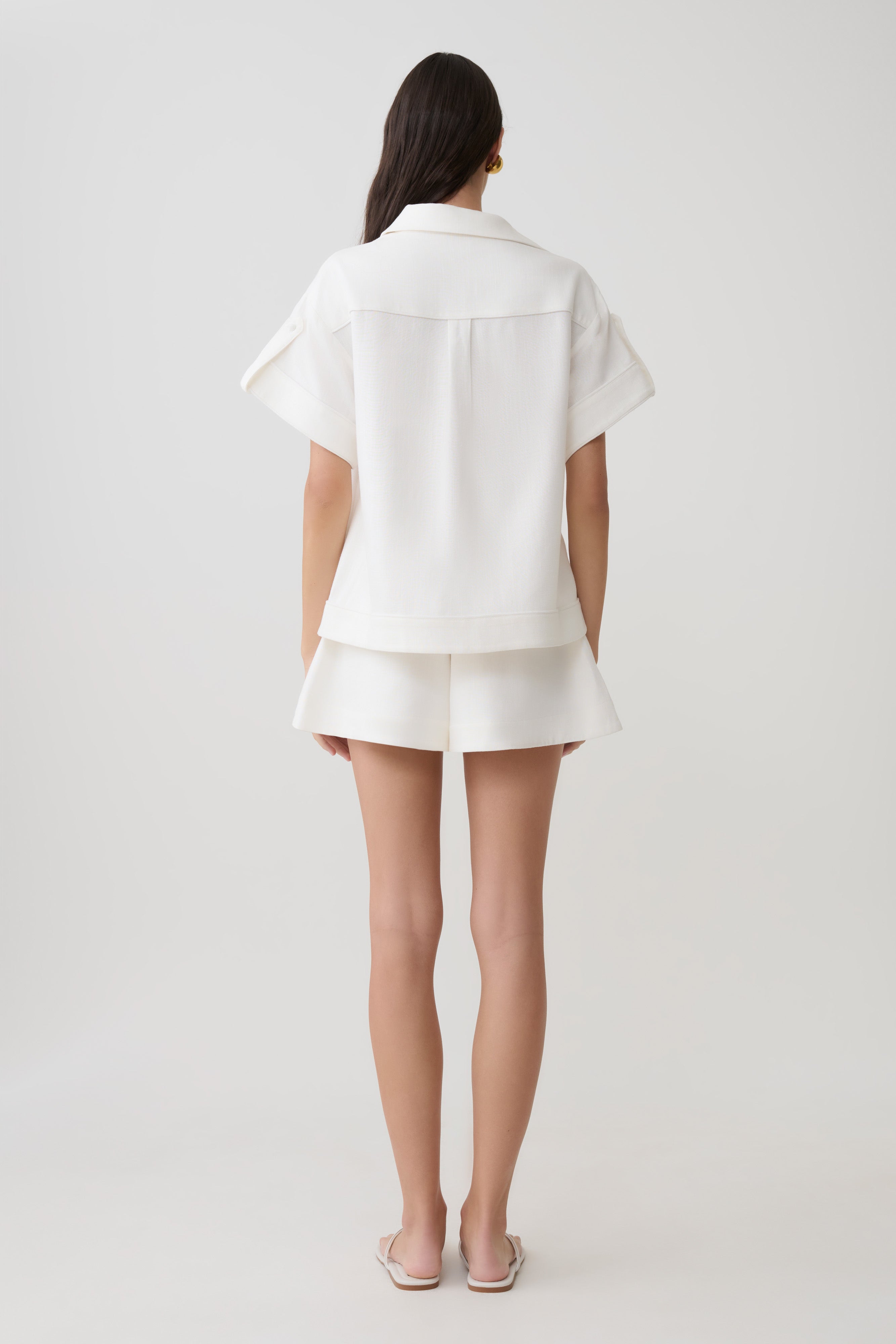 Piper Linen Flare Shorts - White