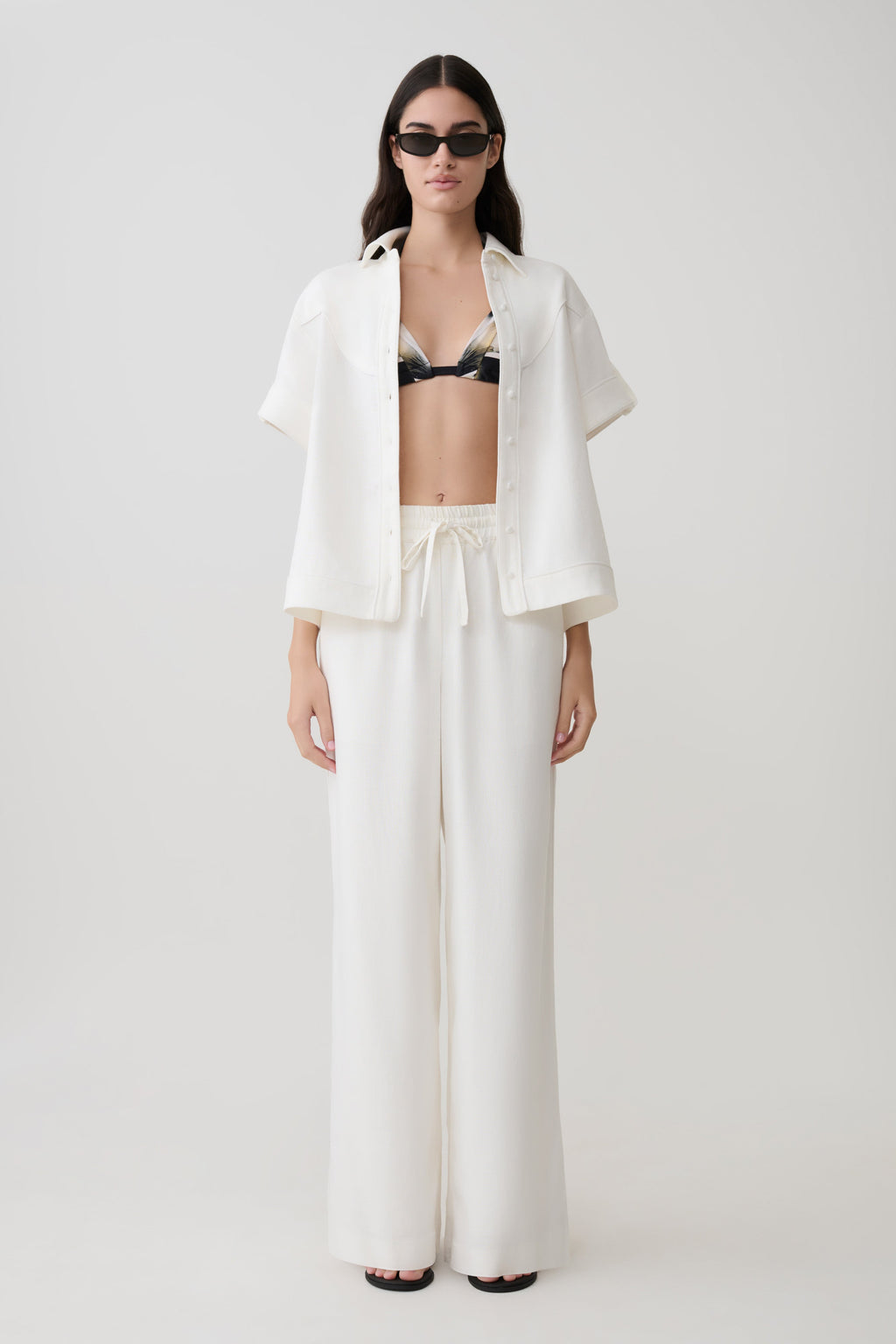 Selena Linen Straight Leg Pant - White