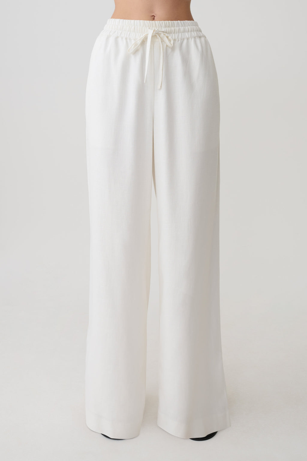 Selena Linen Straight Leg Pant - White