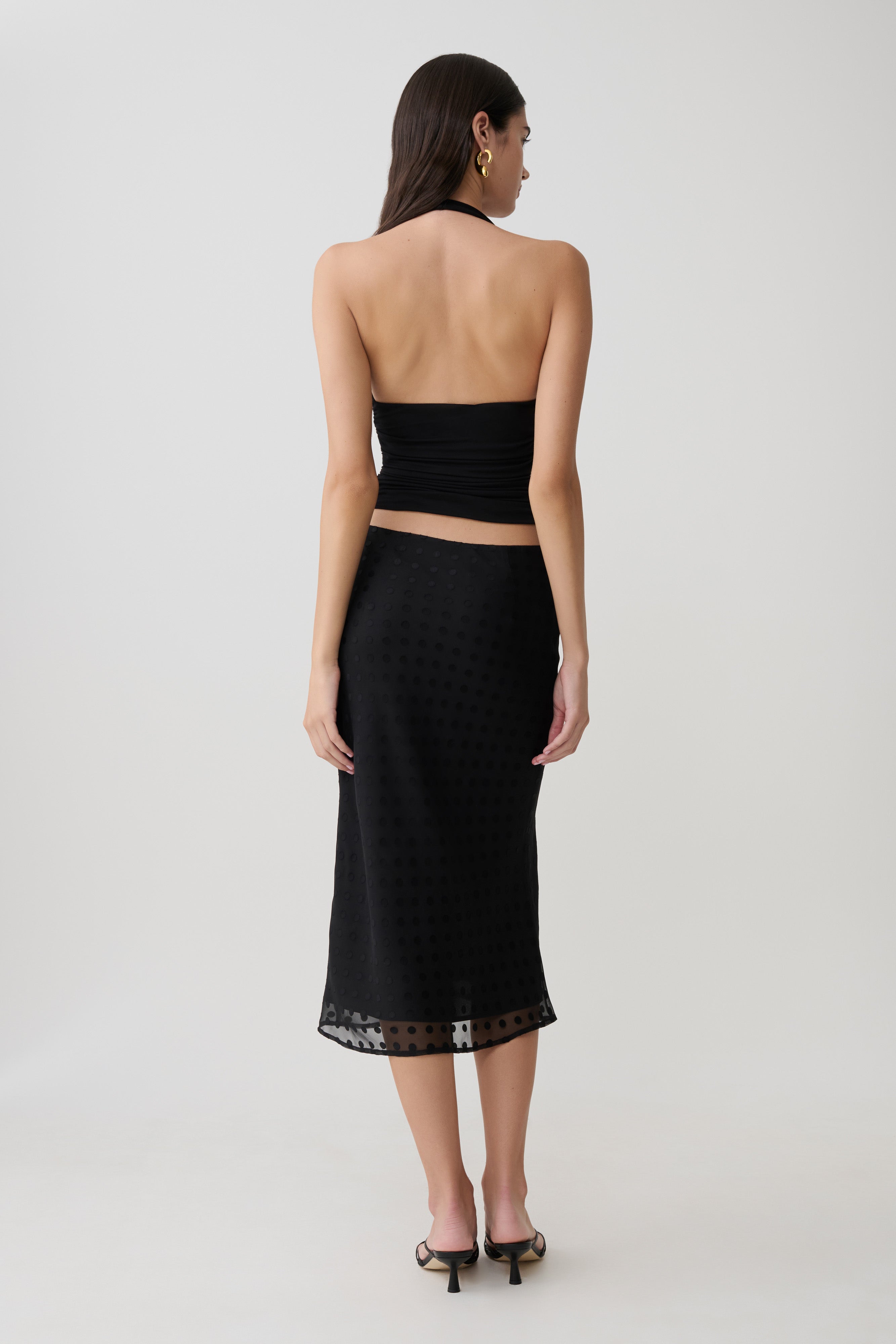 Lilah Devore Midi Skirt - Black
