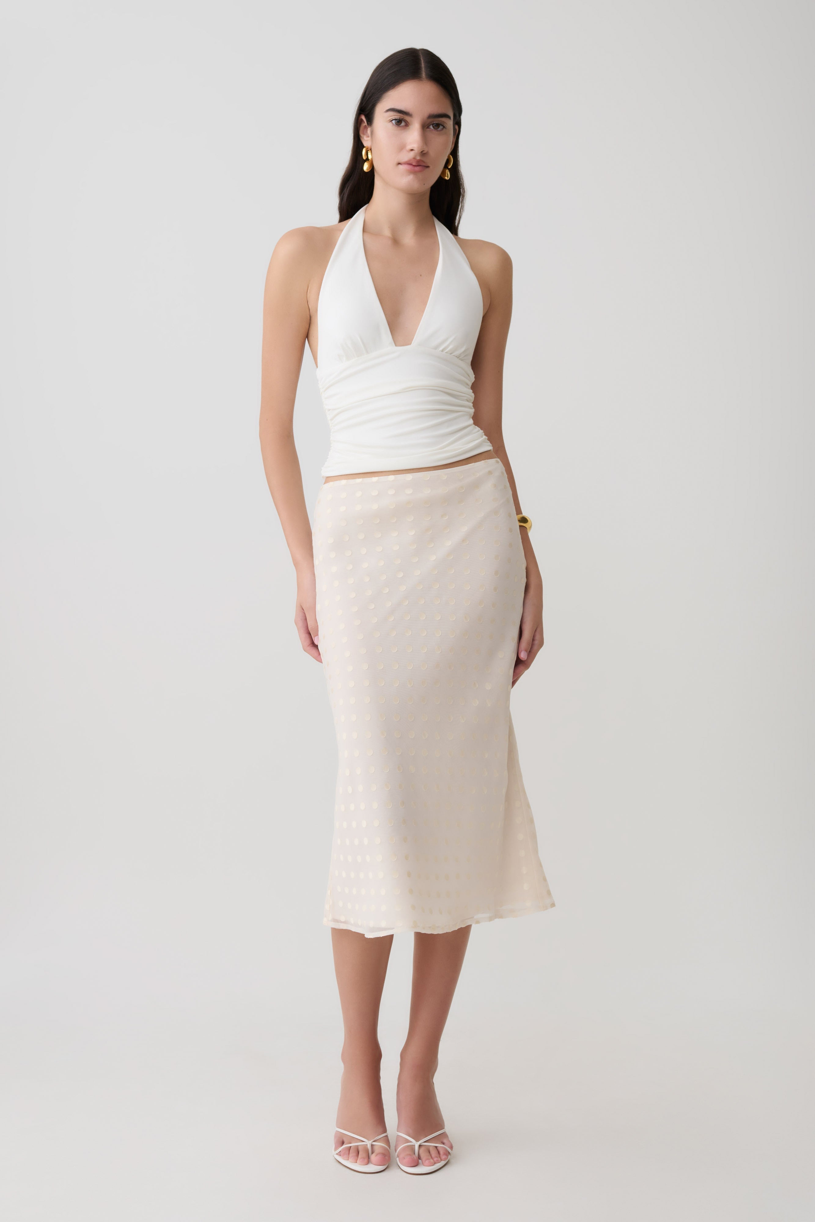 Lilah Devore Midi Skirt - Ivory