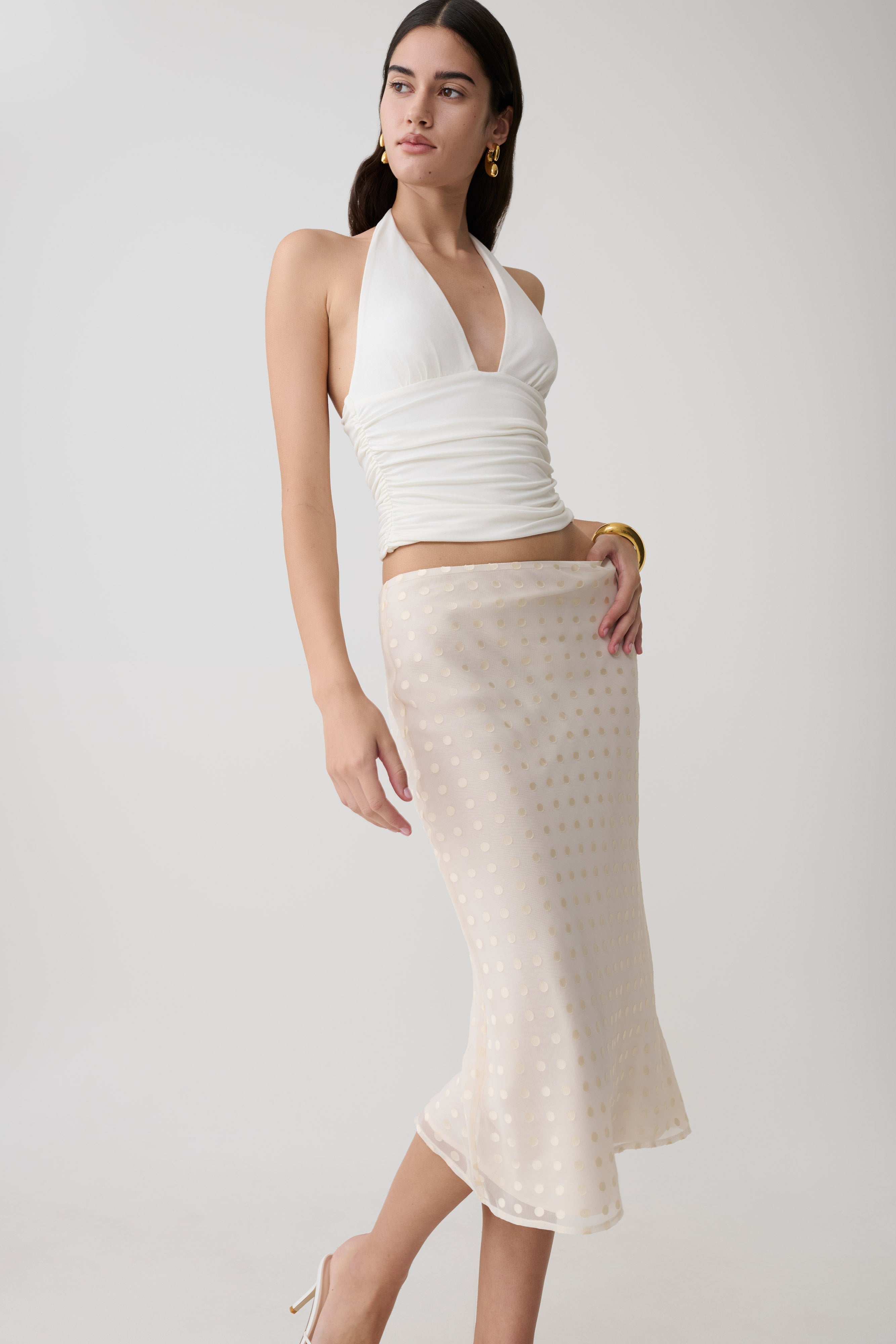 Lilah Devore Midi Skirt - Ivory