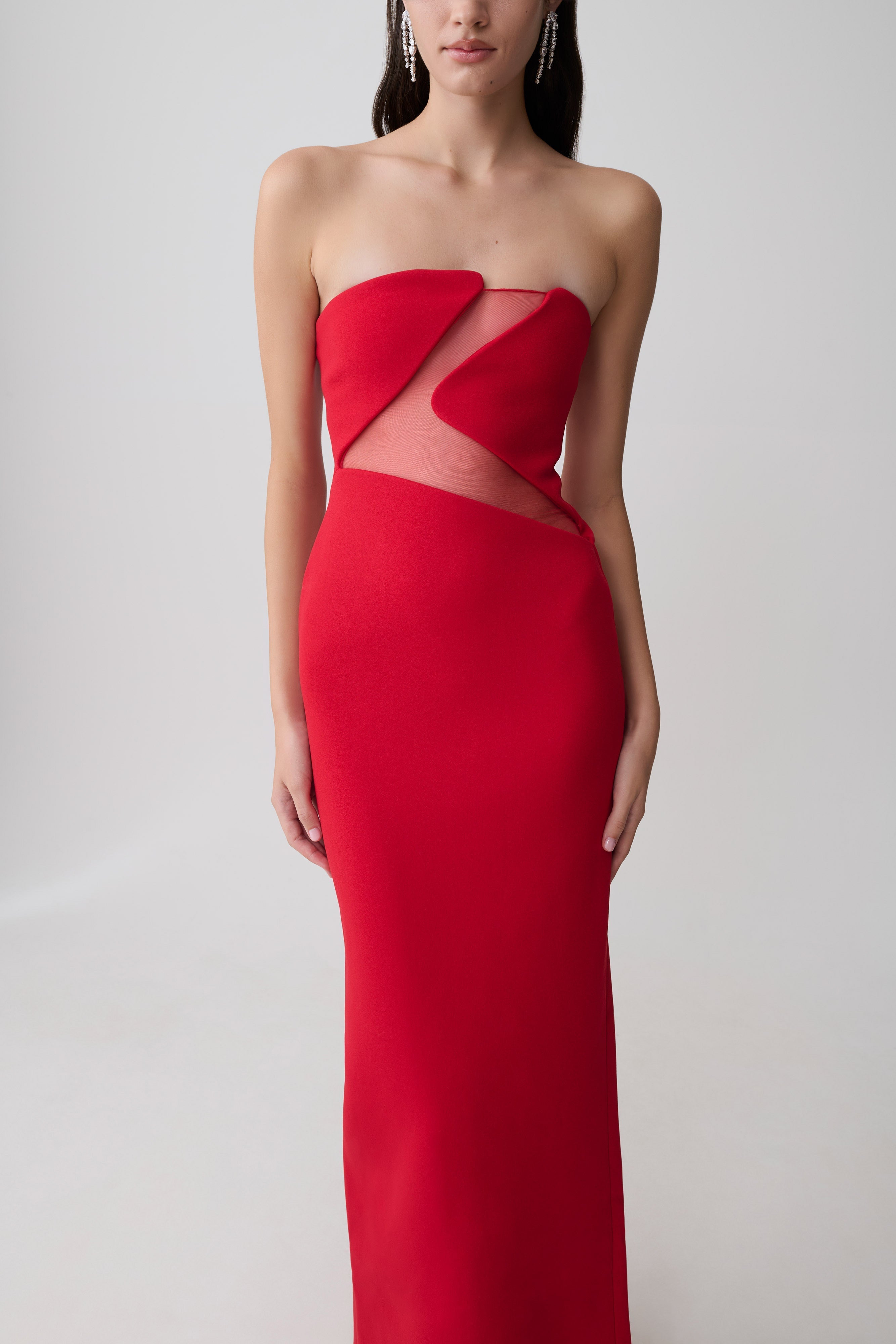 Lianne Strapless Maxi Dress - Red