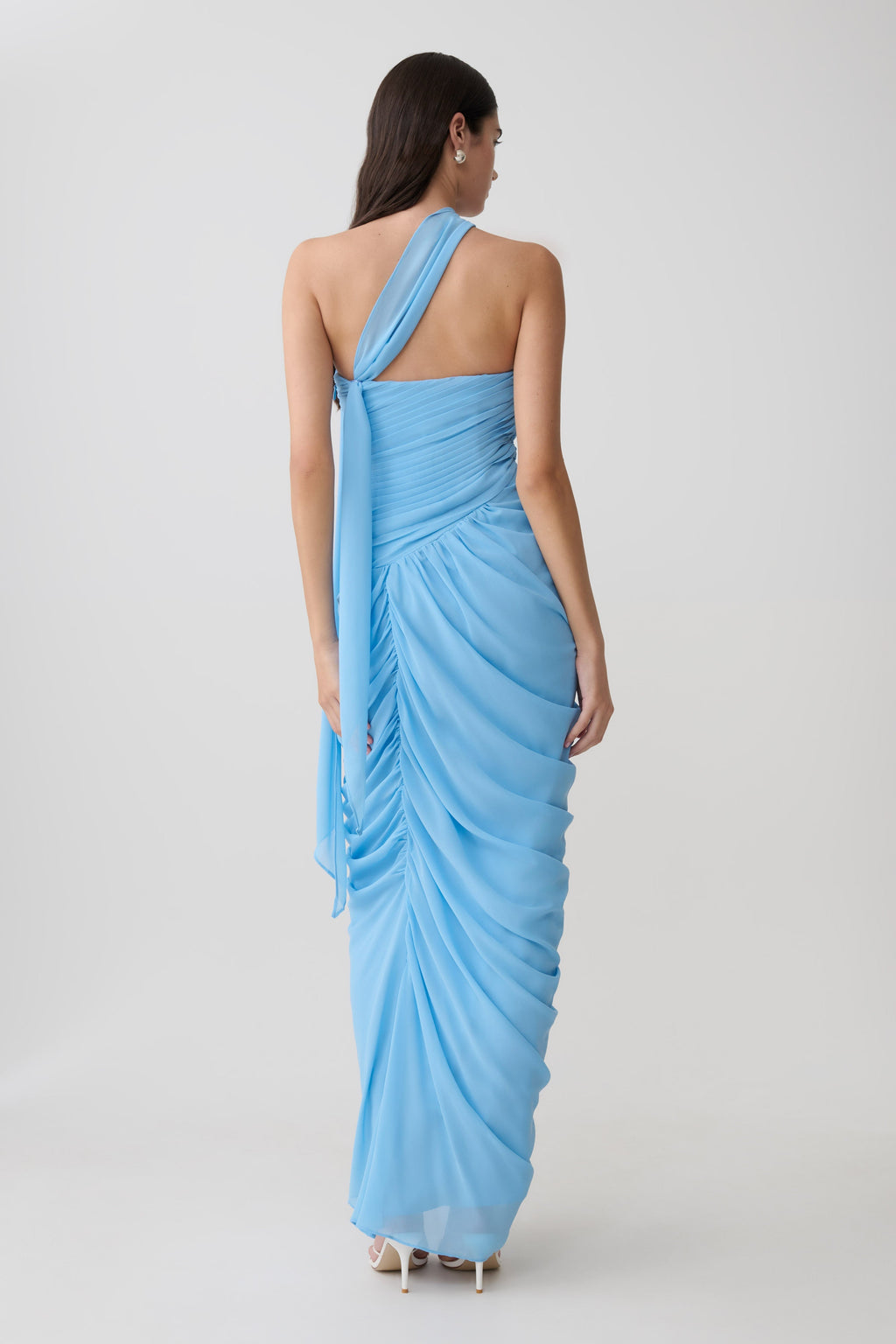 Micaela Chiffon Gathered Maxi Dress - Alaskan Blue