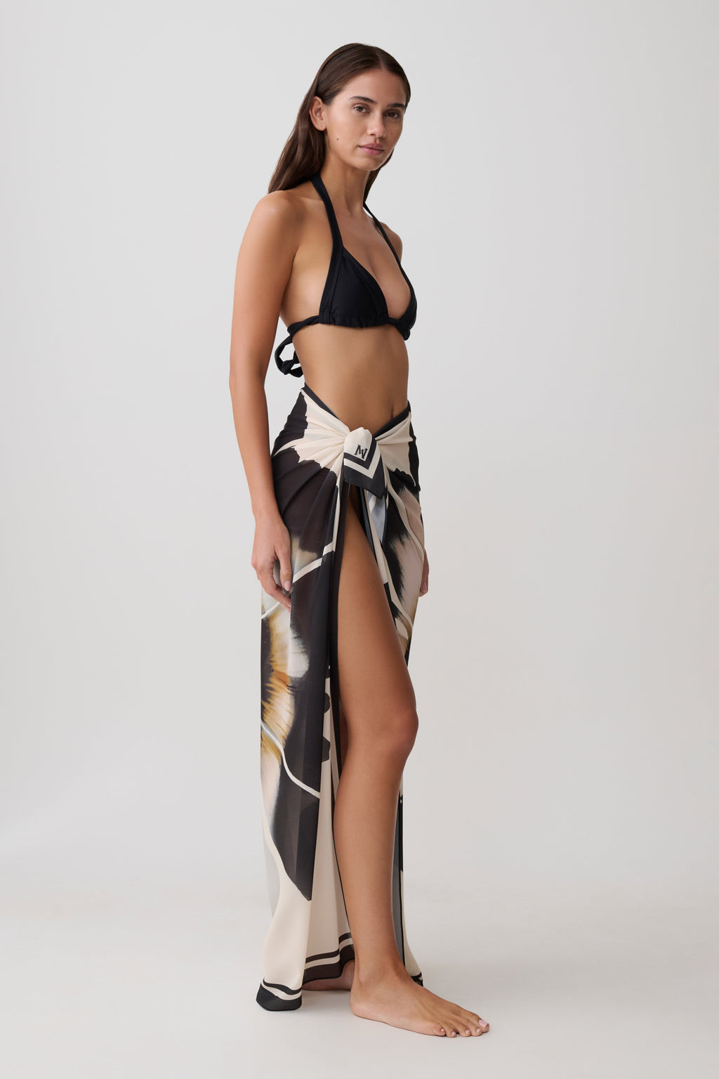 Noa Chiffon Scarf Sarong - Ivory Base Floral Print