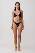 Coralia High Side Thong Bikini Bottom - Black