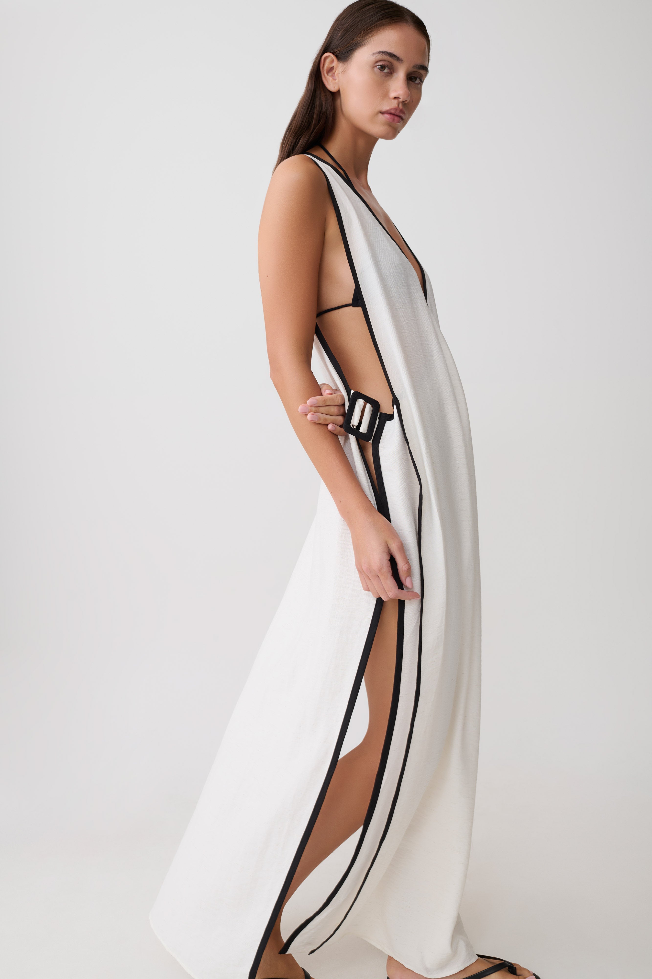 Arcadia Crossover Coverup Maxi Dress - White