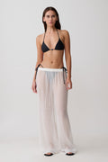 Leilani Sheer Drawstring Wide Leg Pants - Ivory