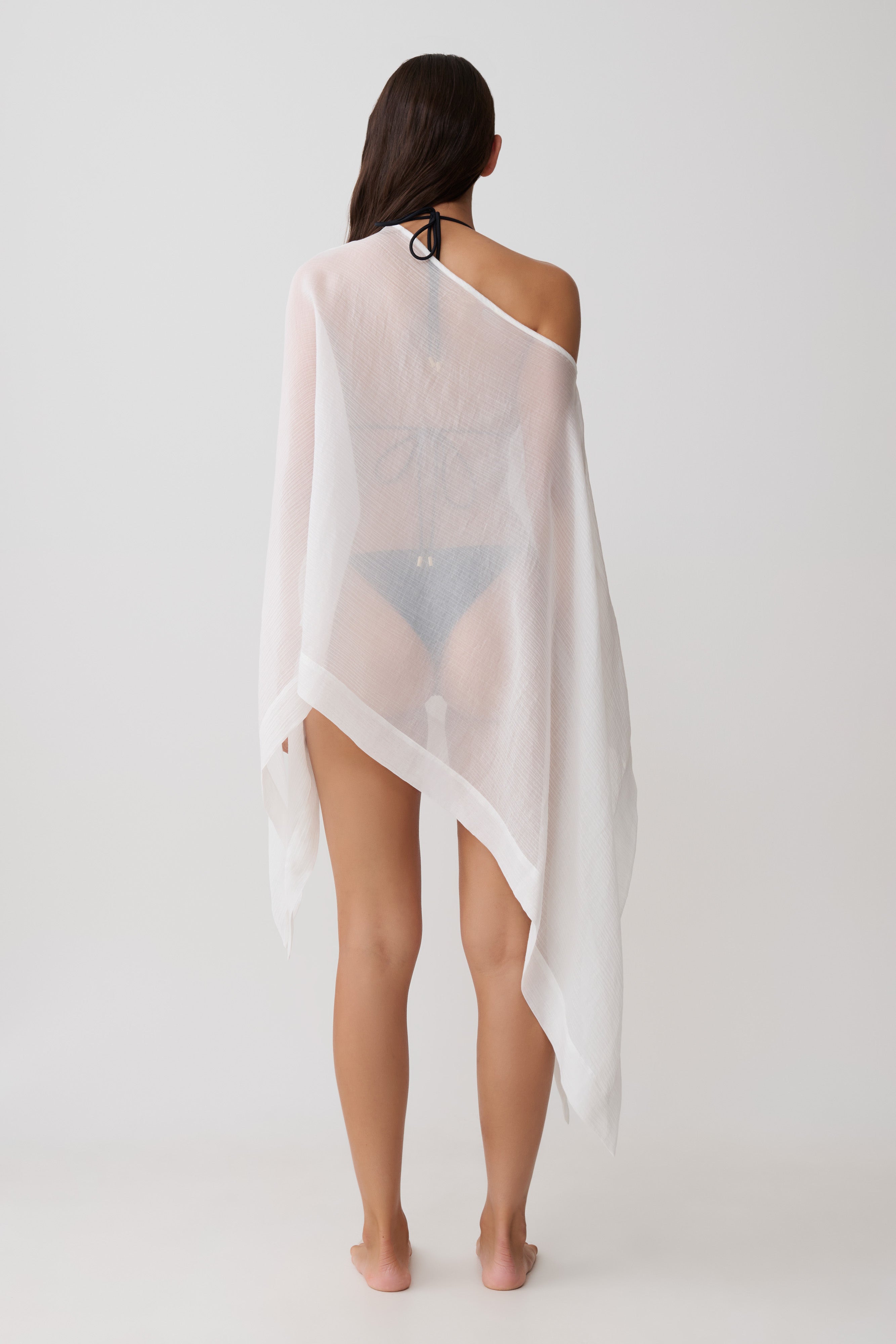 Leilani Sheer Draped Asymmetric Top - Ivory