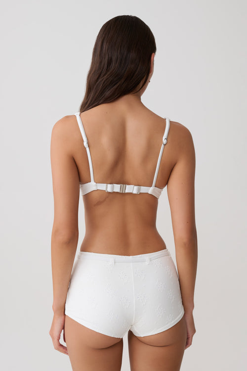 Abra Underwire Apex Bikini Top - White Textured Fabric
