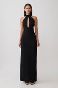 Elan Stretch Crepe Maxi Dress - Black