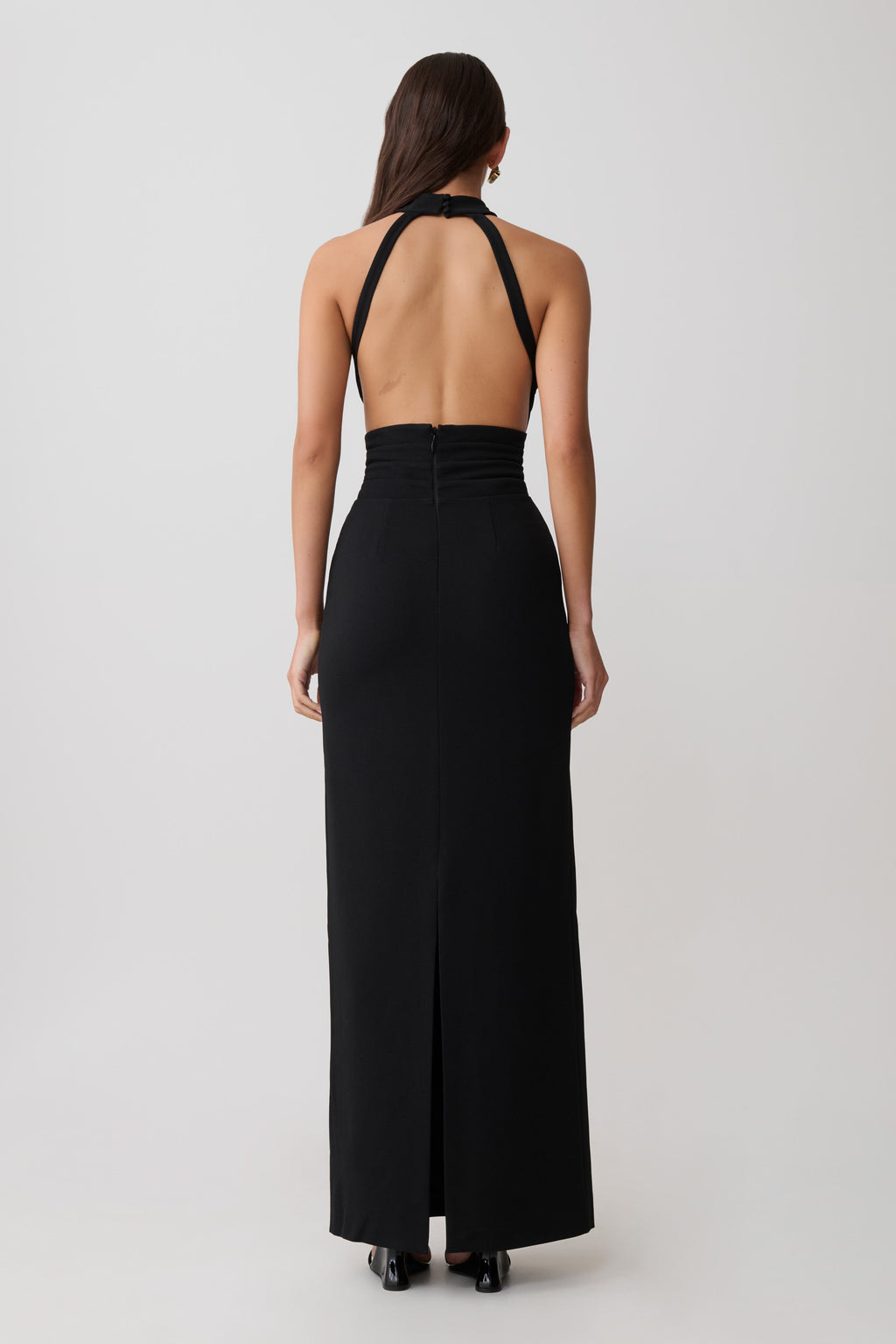 Elan Stretch Crepe Maxi Dress - Black