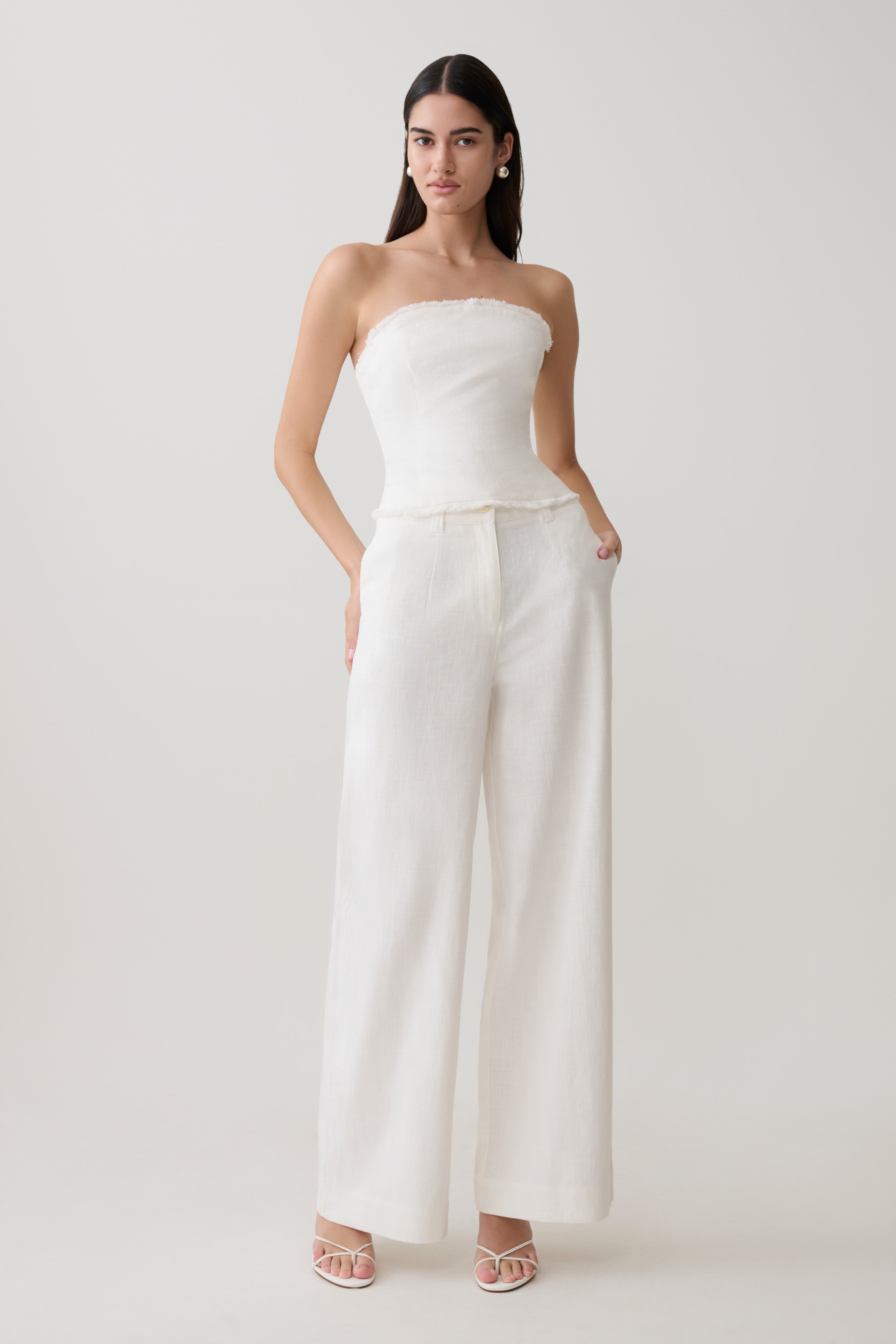 Brielle Straight Leg Pant - White