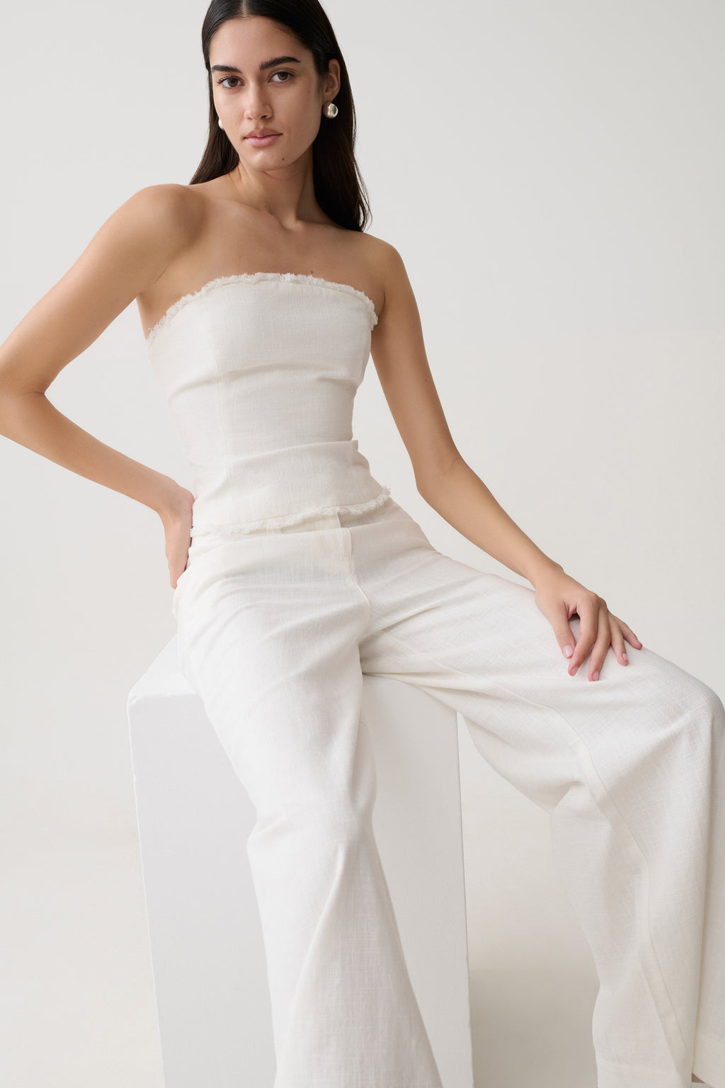 Brielle Straight Leg Pant - White
