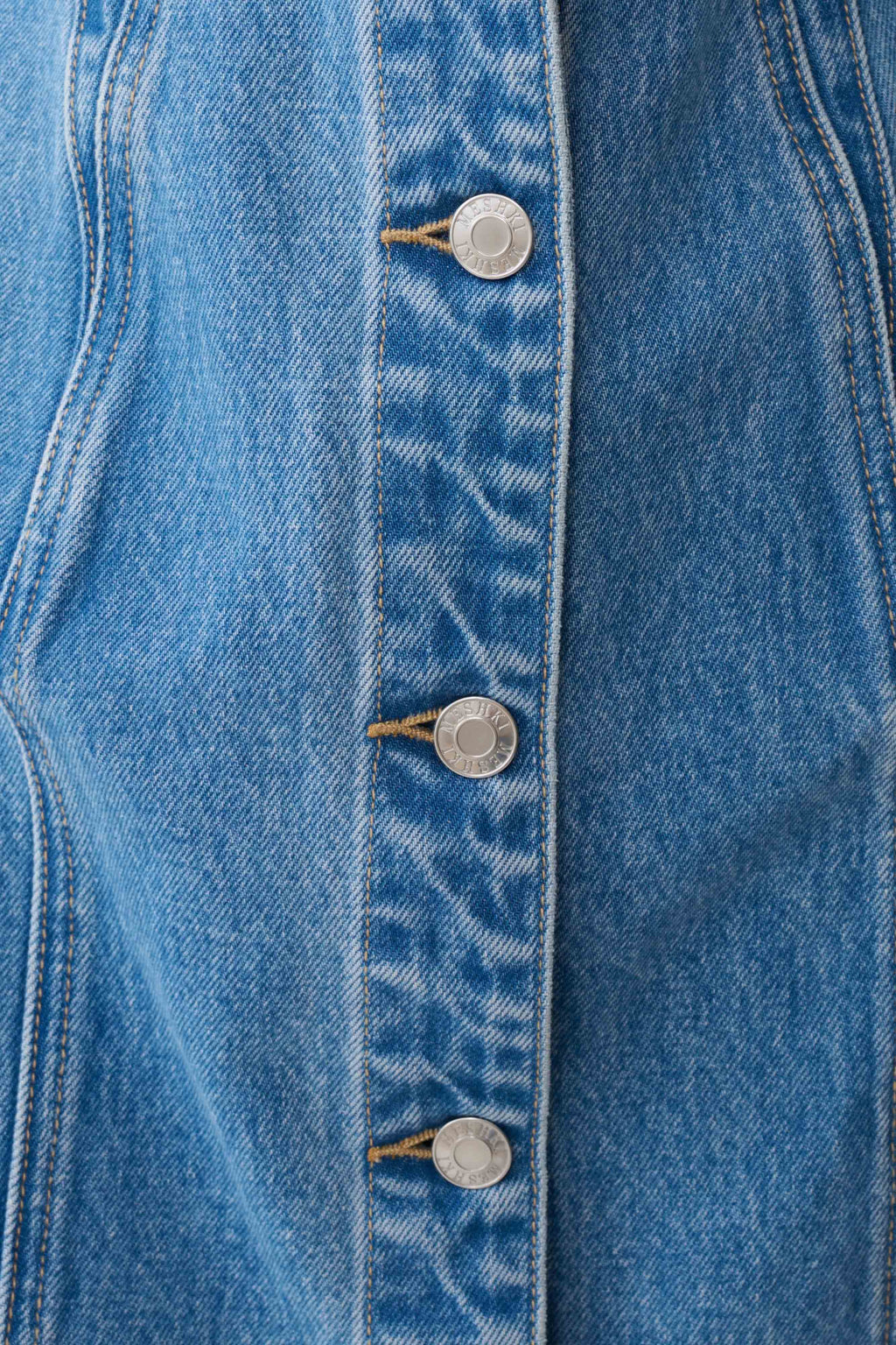 Penn Button Front Denim Mini Dress - Summer Blue
