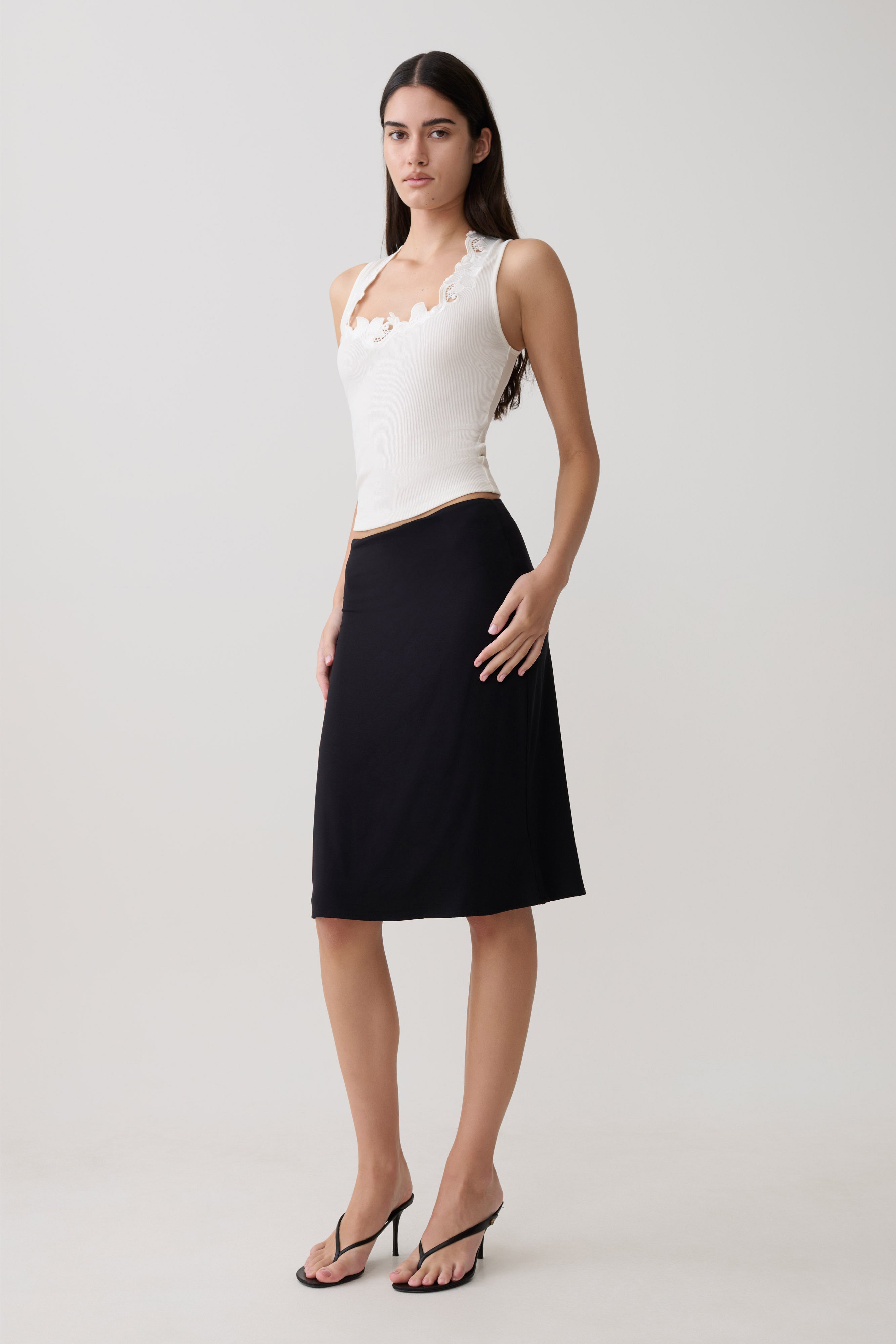 Greer Knee Length Skirt - Black