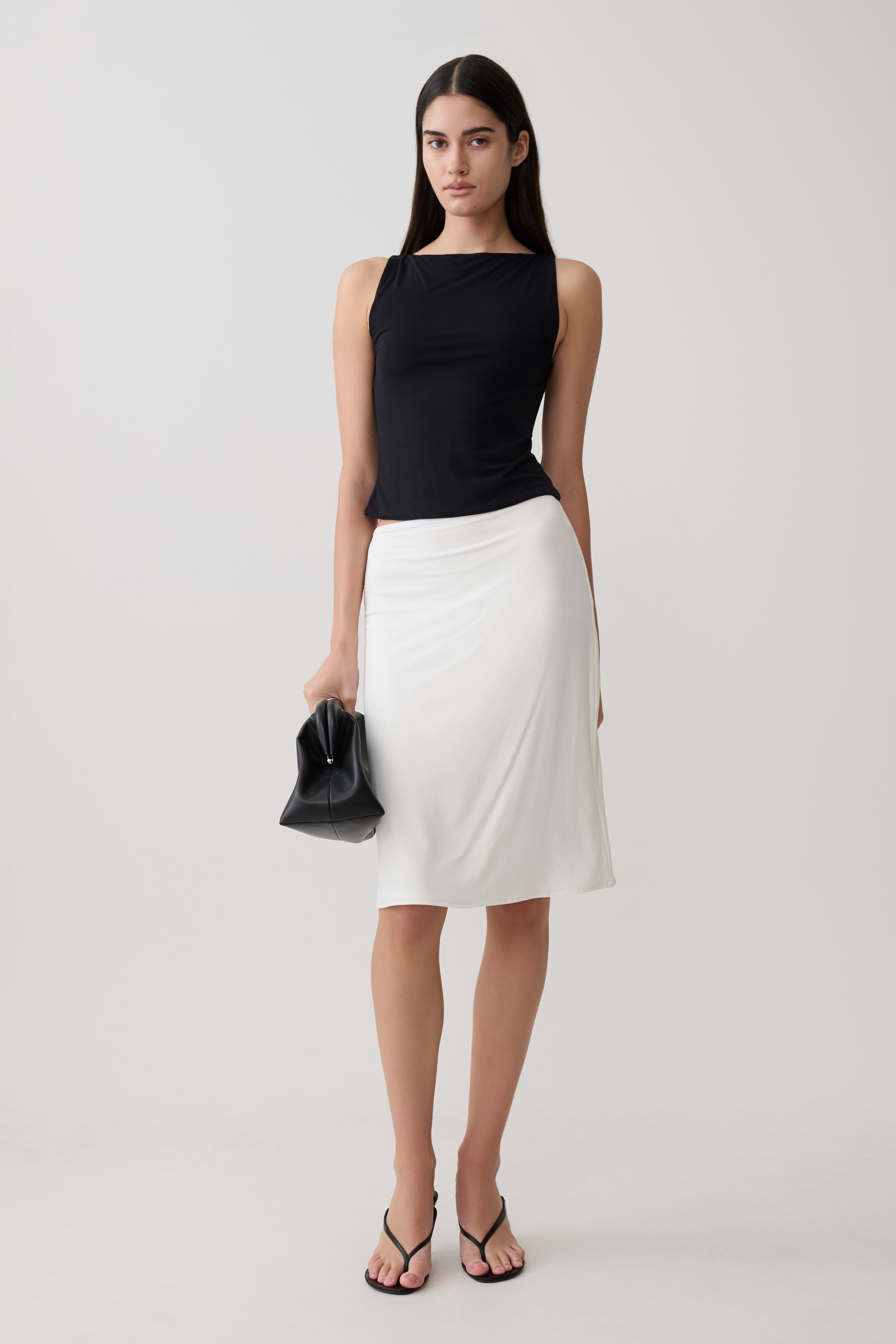Greer Knee Length Skirt - White