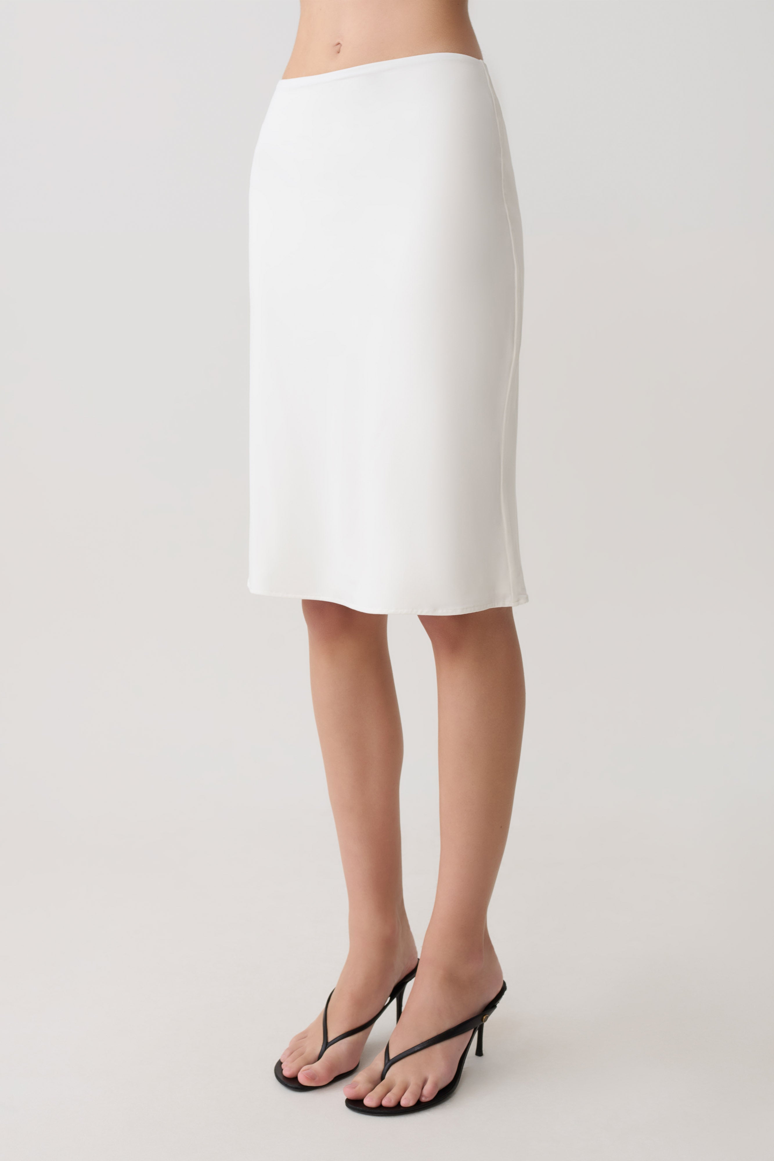 Greer Knee Length Skirt - White