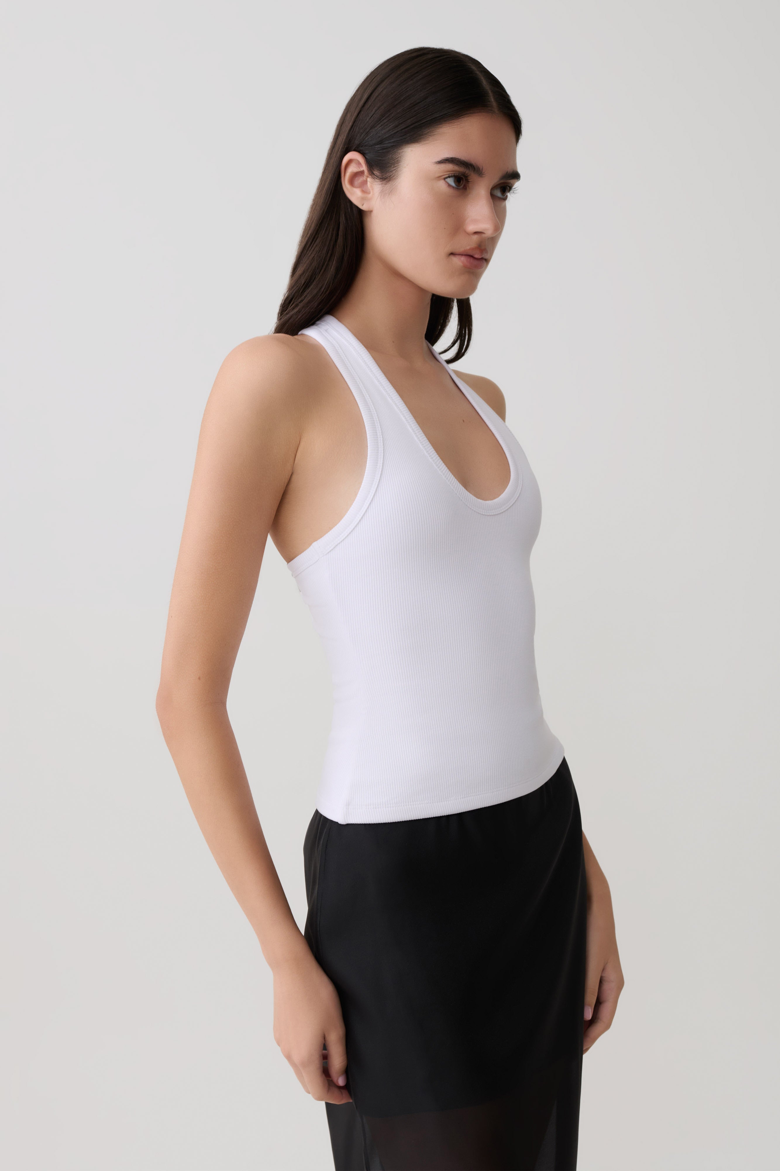 Actress Ribbed Tank - White