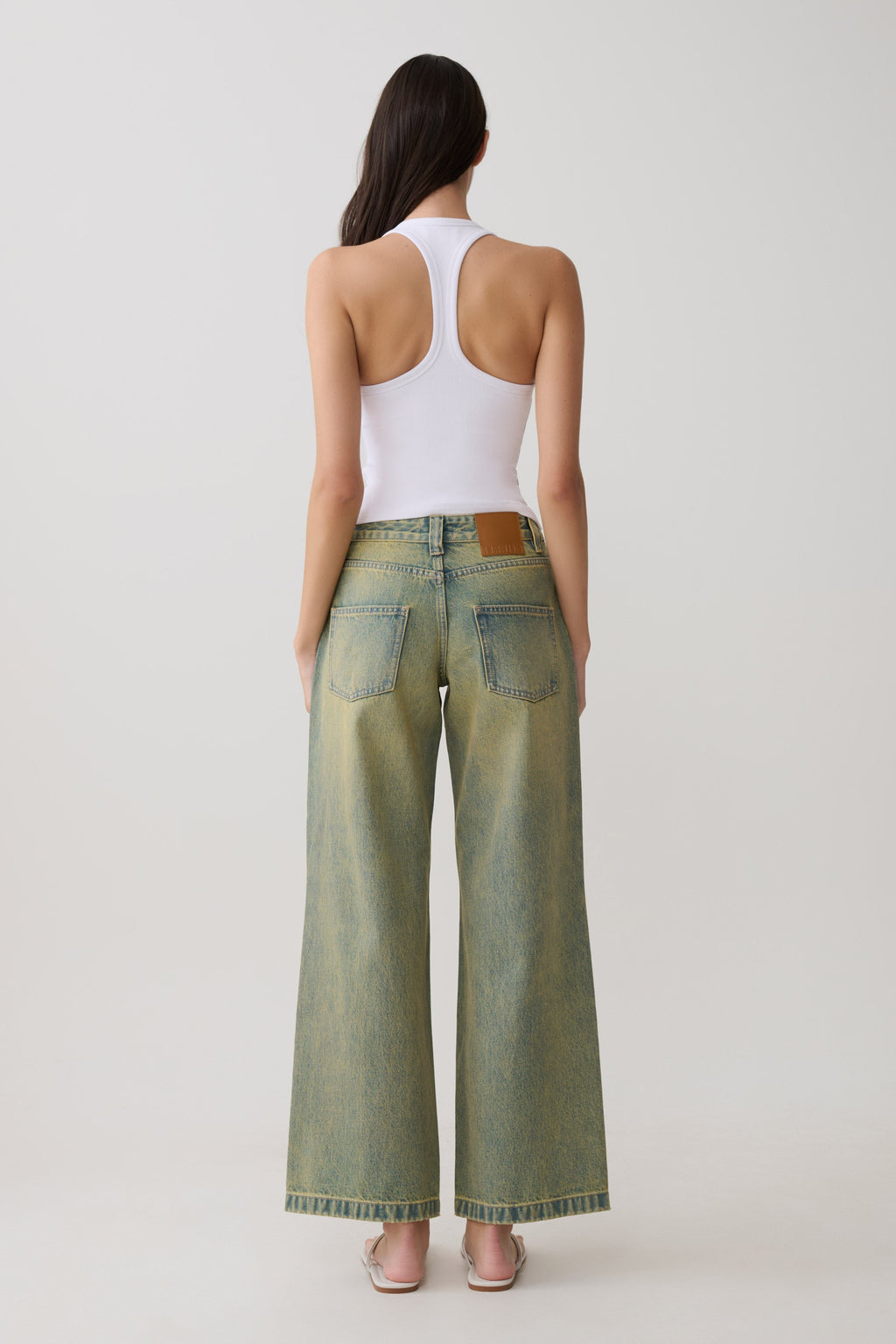 Joey Mid Rise Wide Leg Jeans - Green Wash