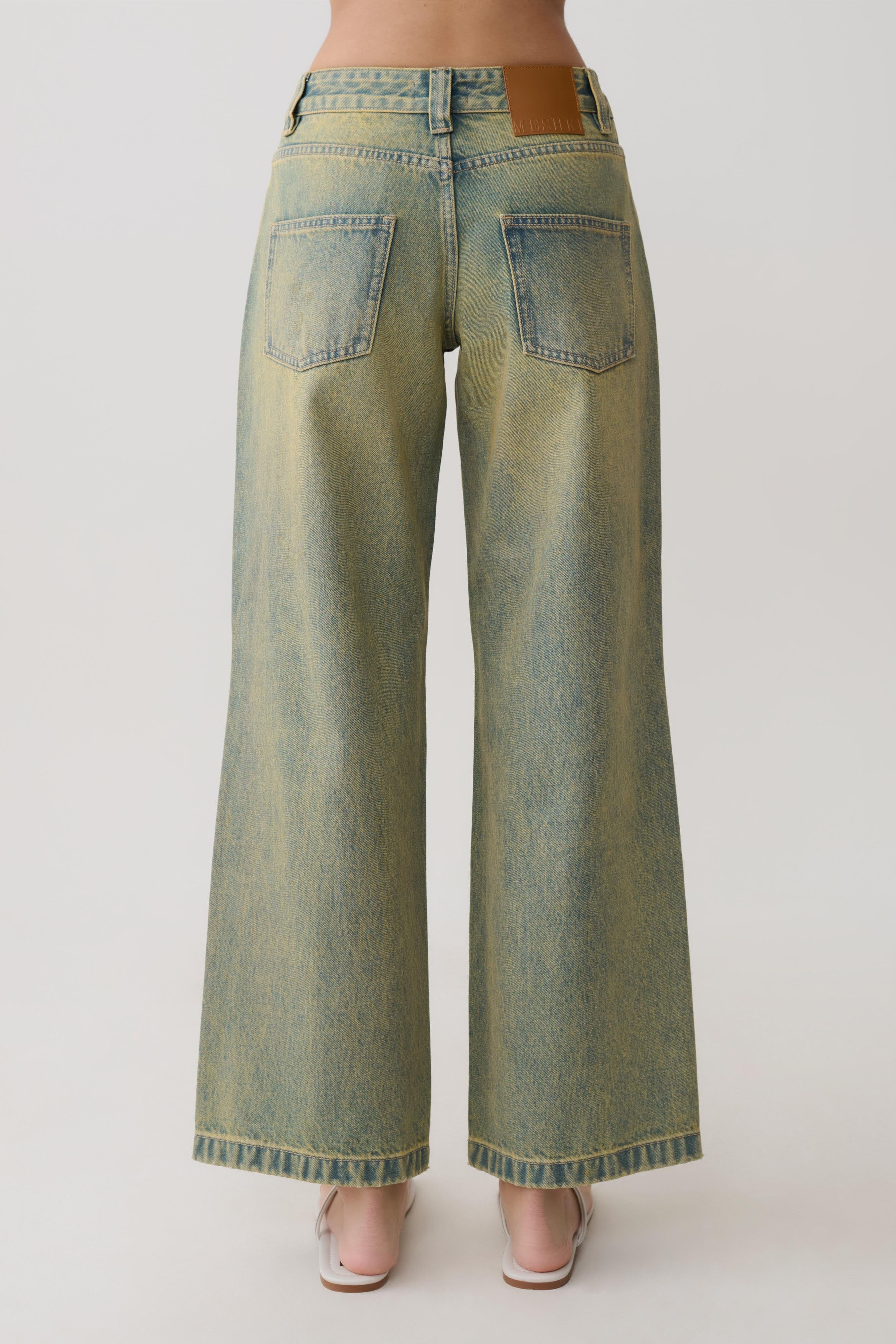 Joey Mid Rise Wide Leg Jeans - Green Wash