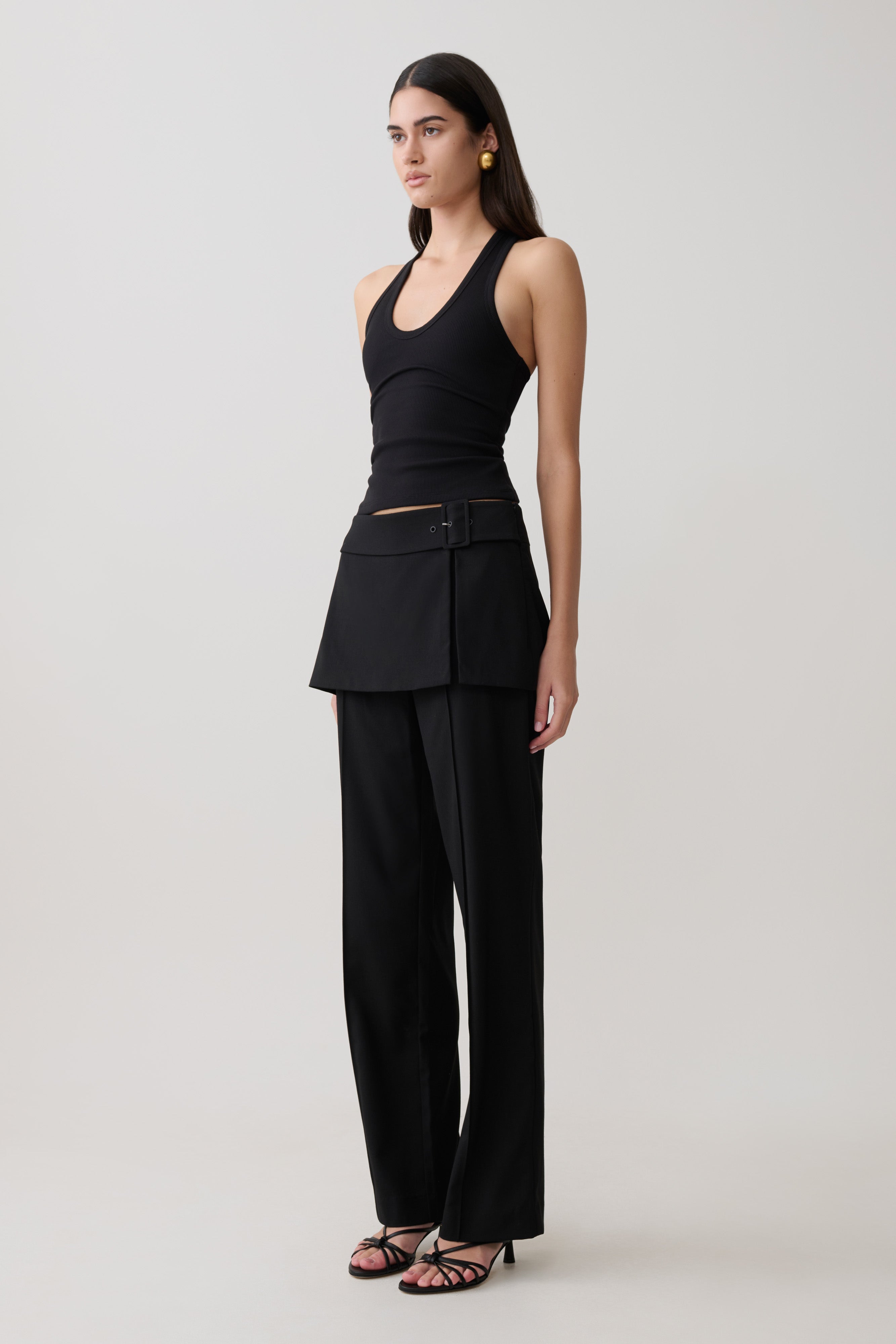 Actress Ribbed Tank - Black