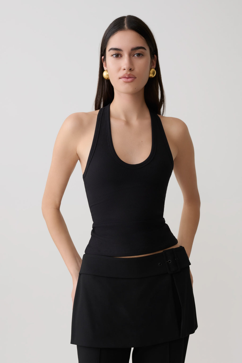 Actress Ribbed Tank - Black
