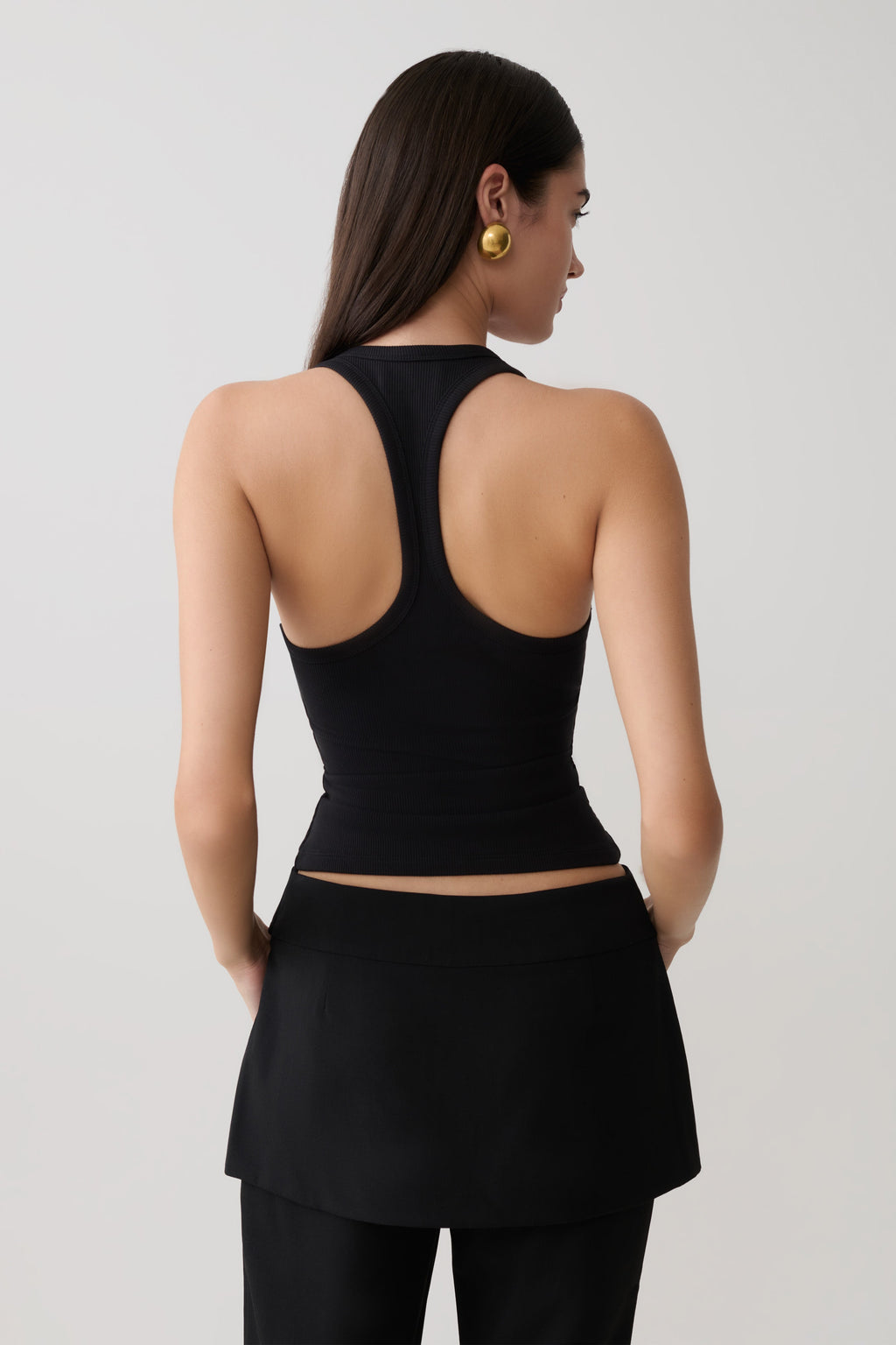 Actress Ribbed Tank - Black