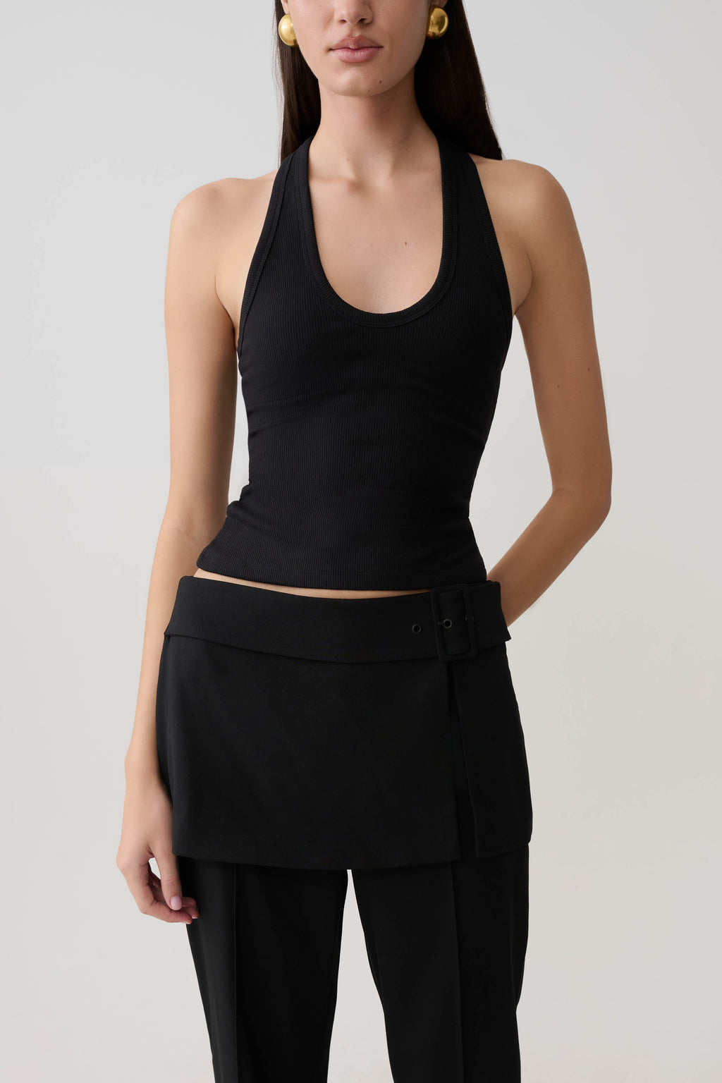 Actress Ribbed Tank - Black