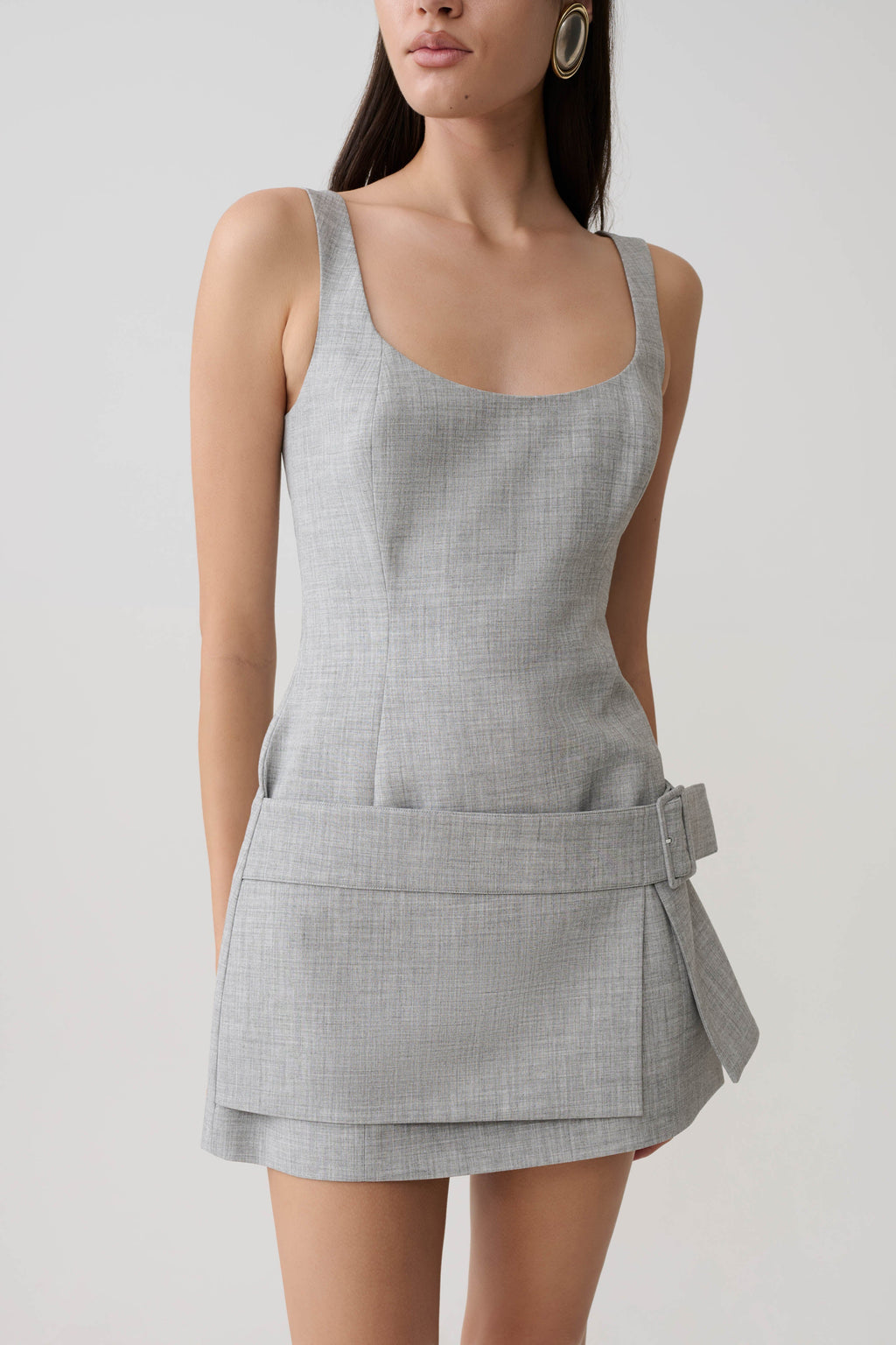 Bailey Wrap Skirt Mini Dress - Charcoal Marle
