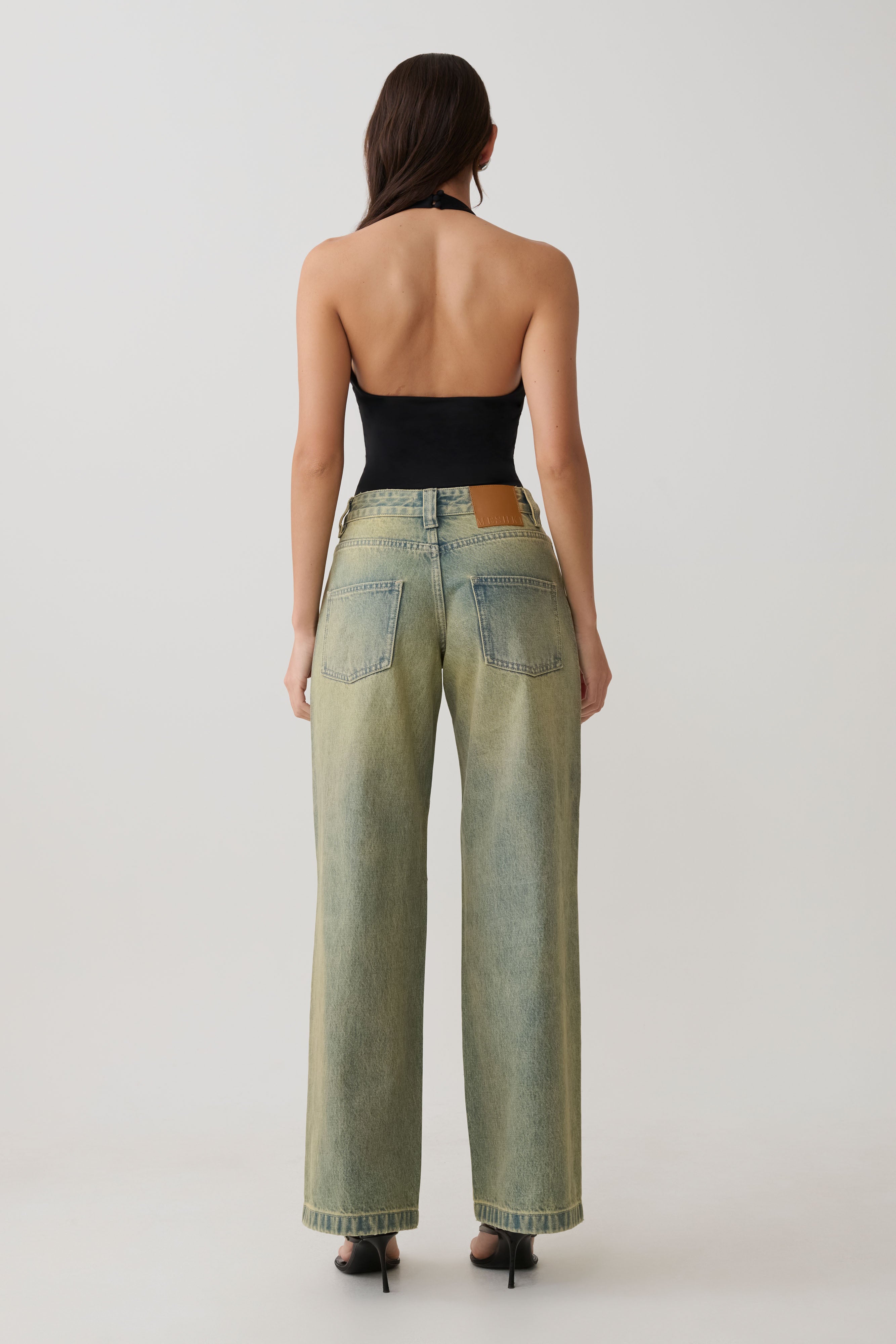 Joey Mid Rise Wide Leg Jeans - Green Wash