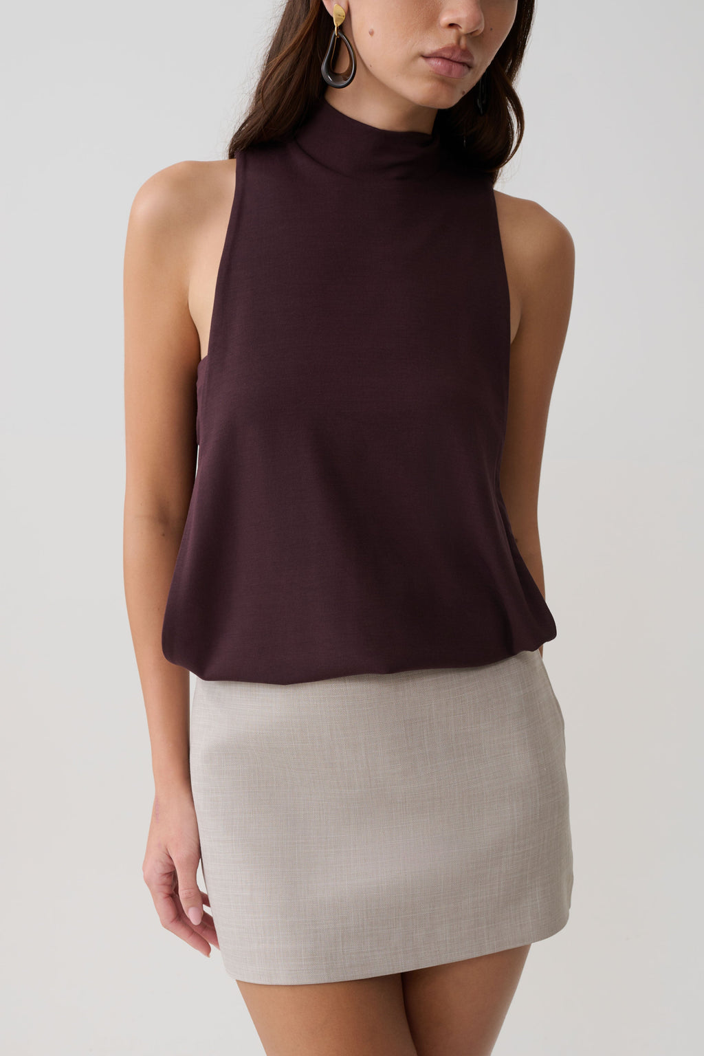 Laurelle Sleeveless Modal Draped Bodysuit - Chocolate