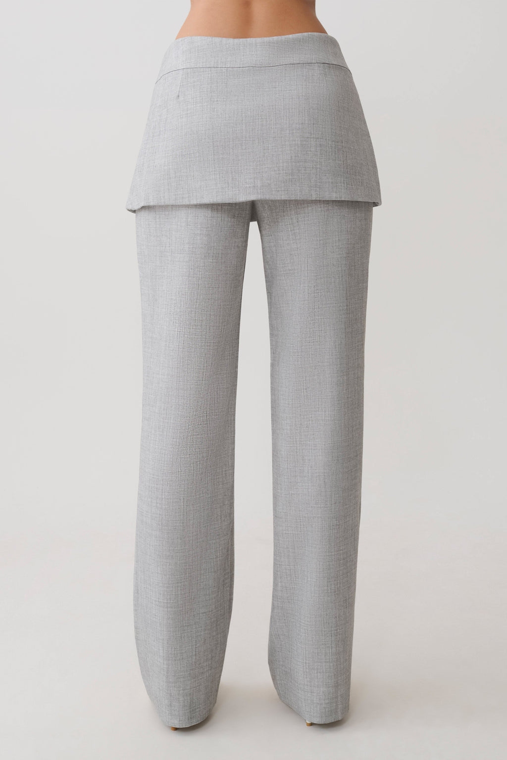 Daisy Wrap Skirt Straight Leg Pants - Charcoal Marle