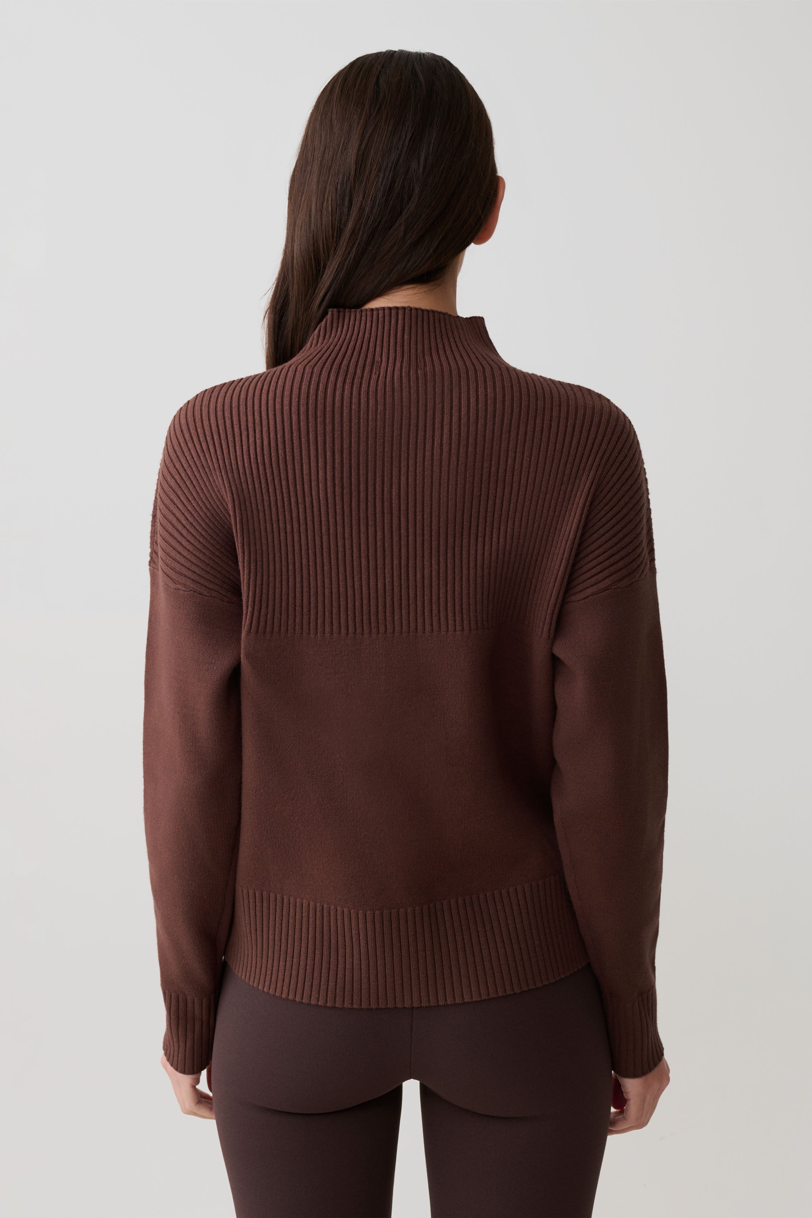 Stanley Ribbed High Neck Jumper - Chocolate