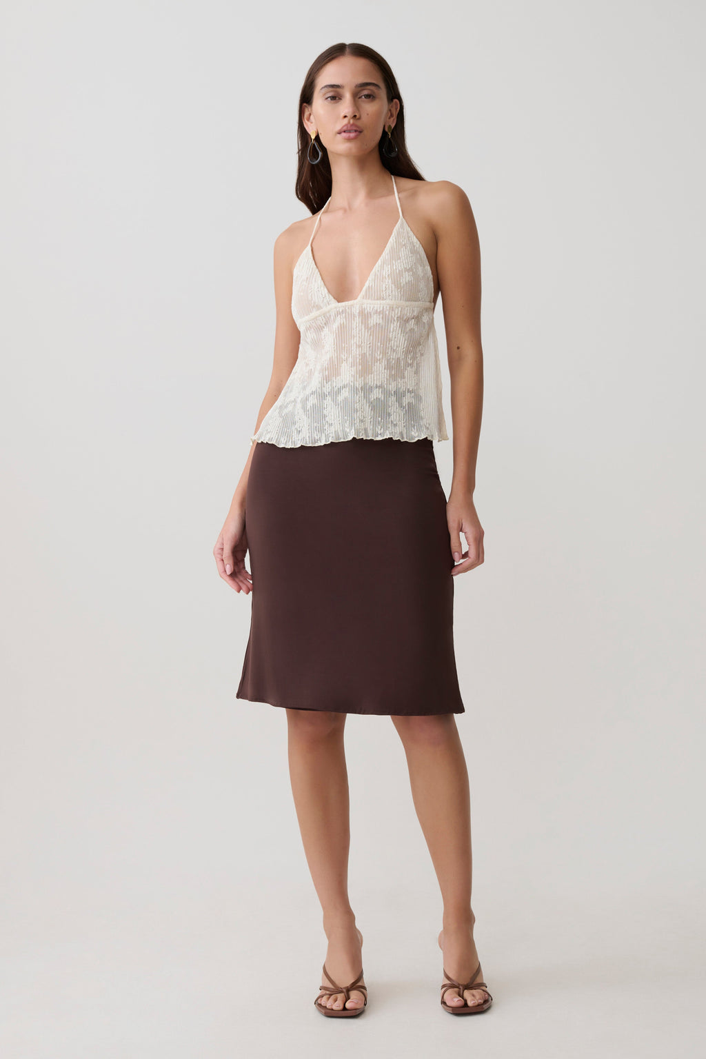 Ambrose Lace Cami Halter Top - Ivory