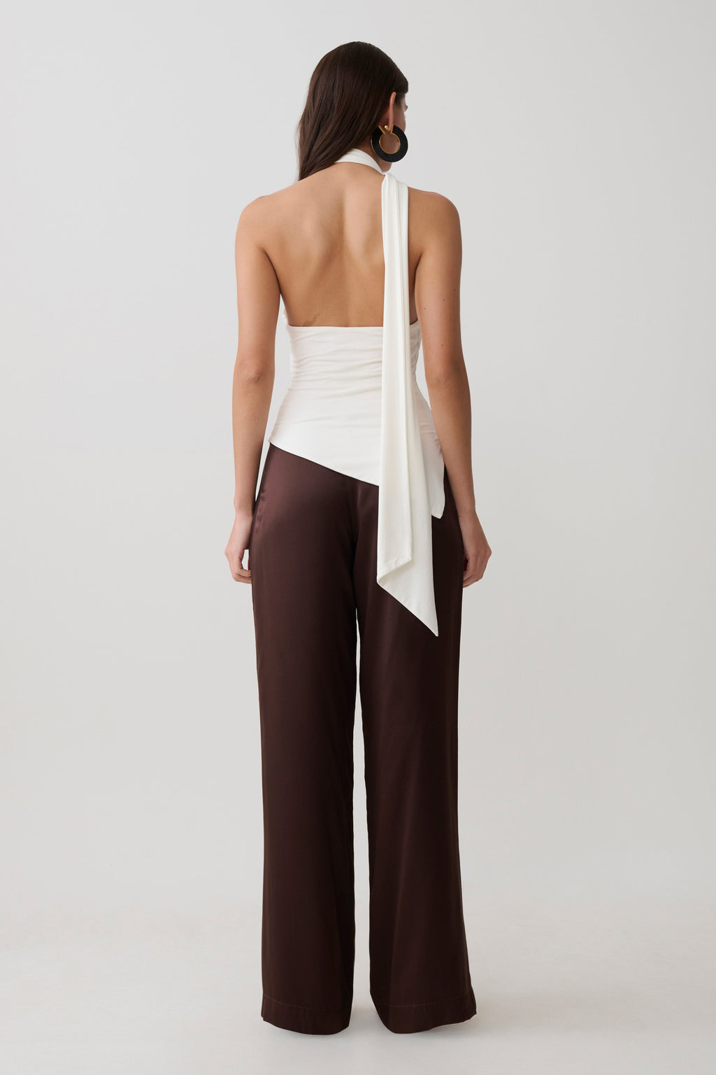 Jemma One Shoulder Tie Top - White