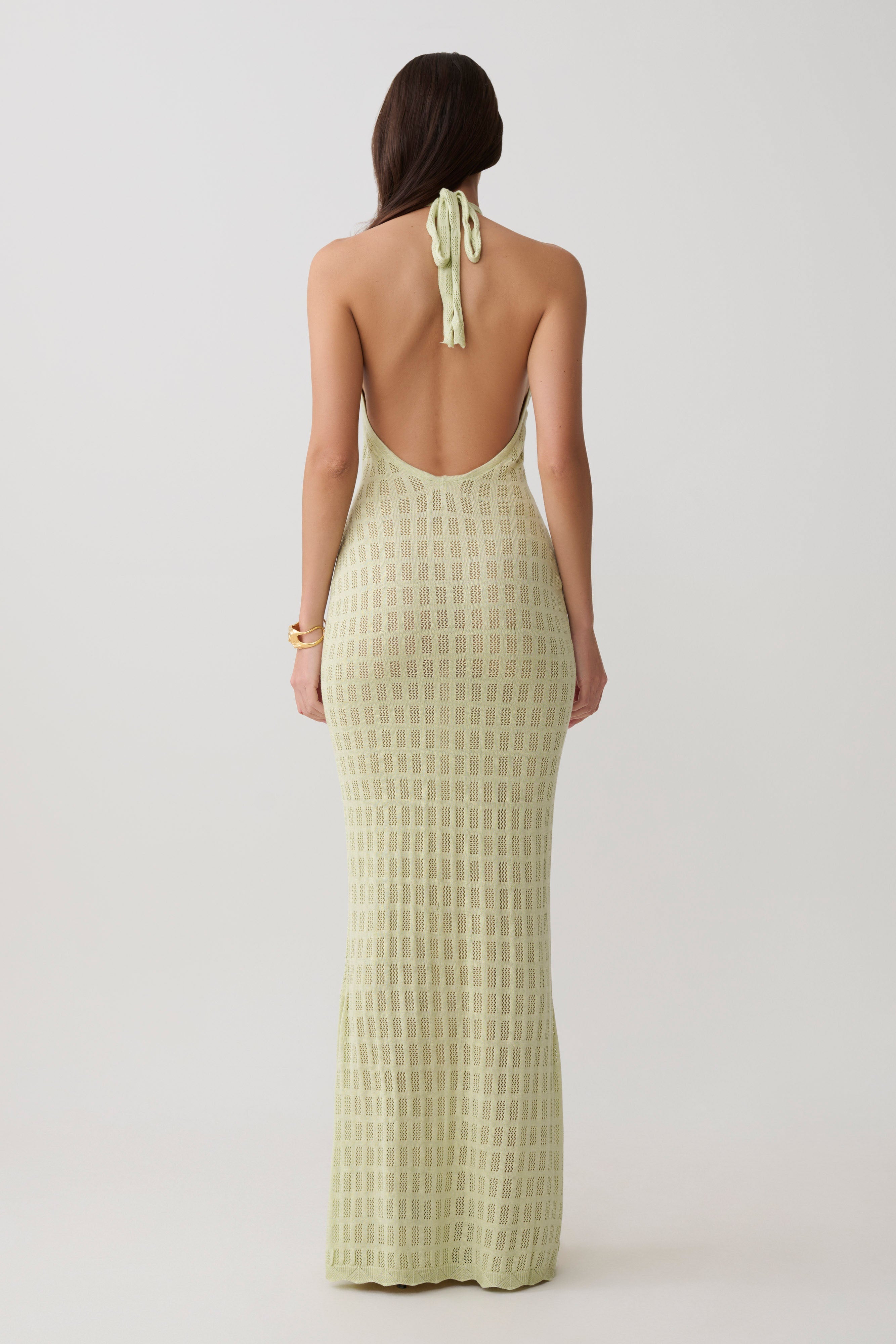 Hayley Halter Knit Maxi Dress - Seafoam