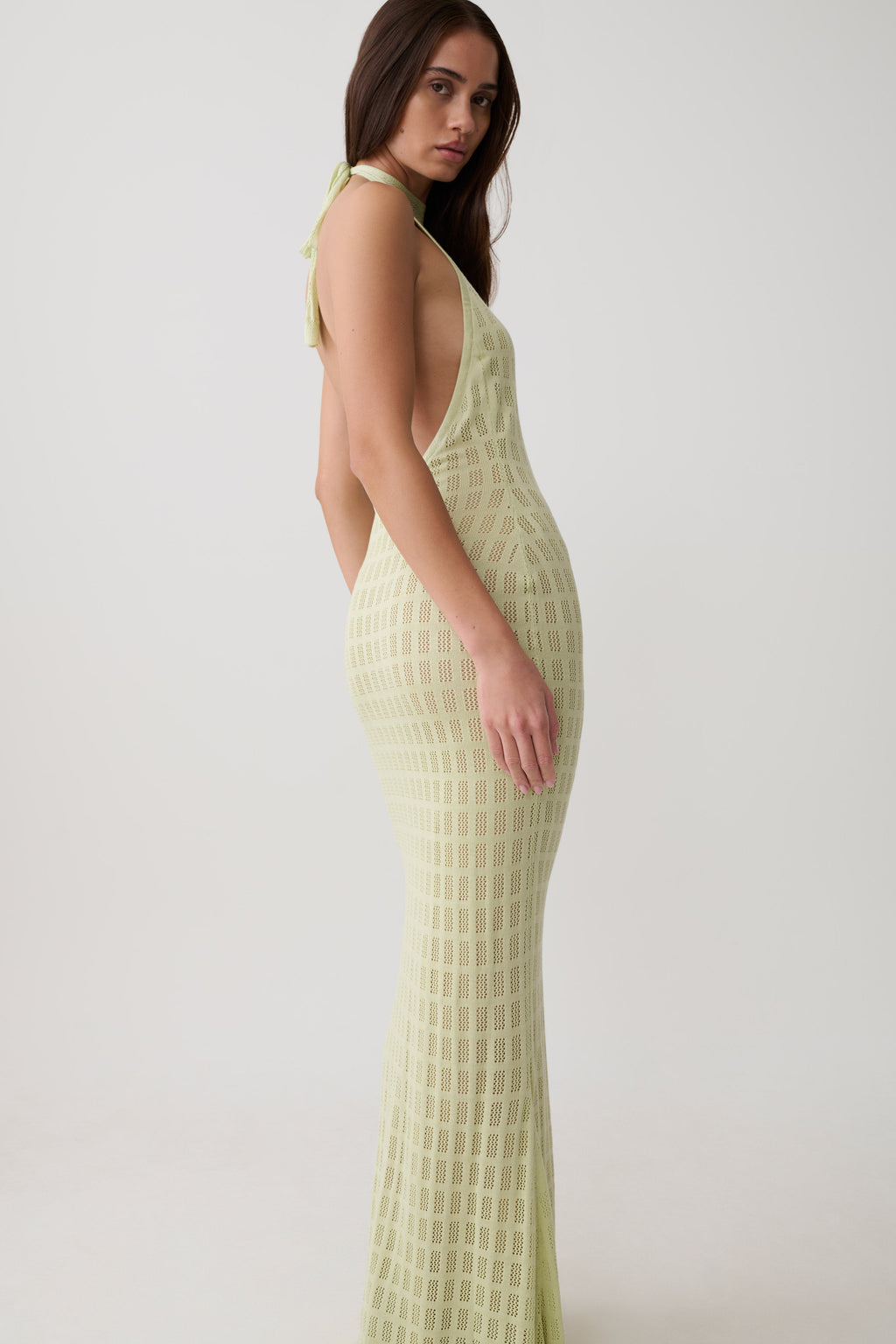 Hayley Halter Knit Maxi Dress - Seafoam