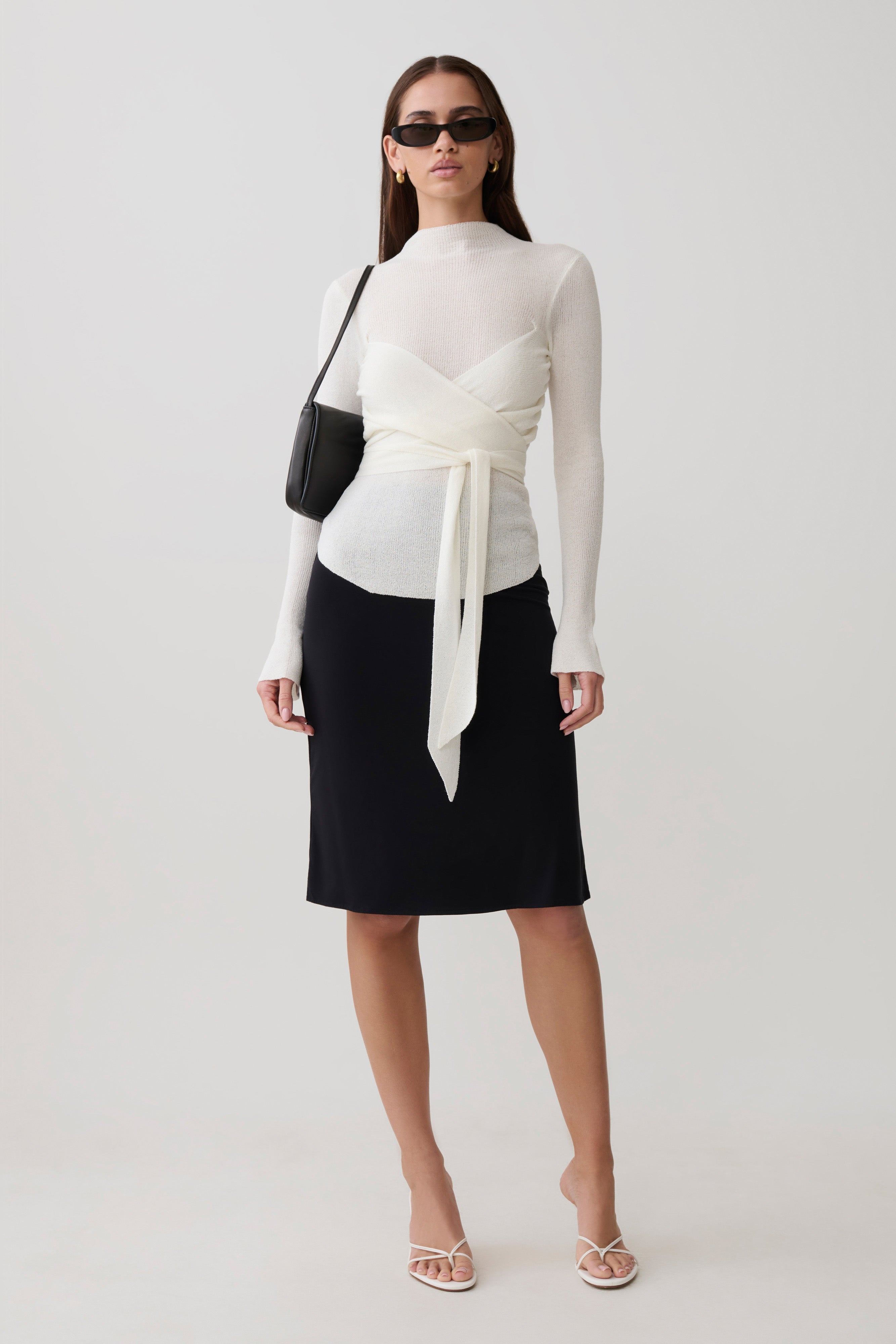 Lawson Wrap Knit Long Sleeve Top - White