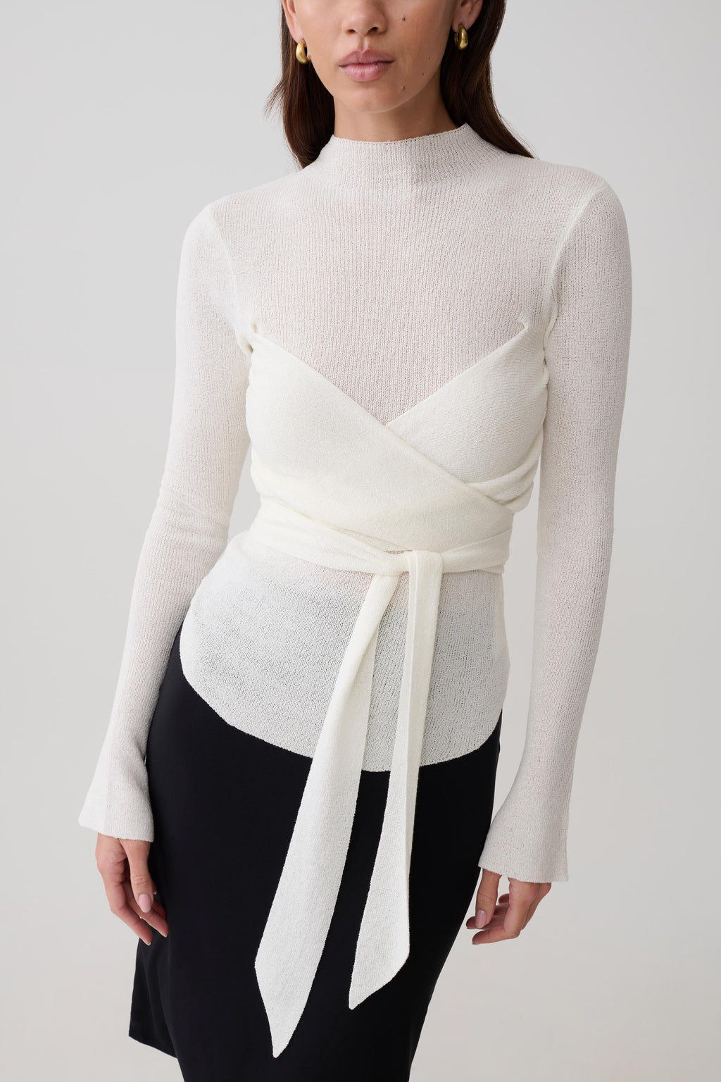 Lawson Wrap Knit Long Sleeve Top - White