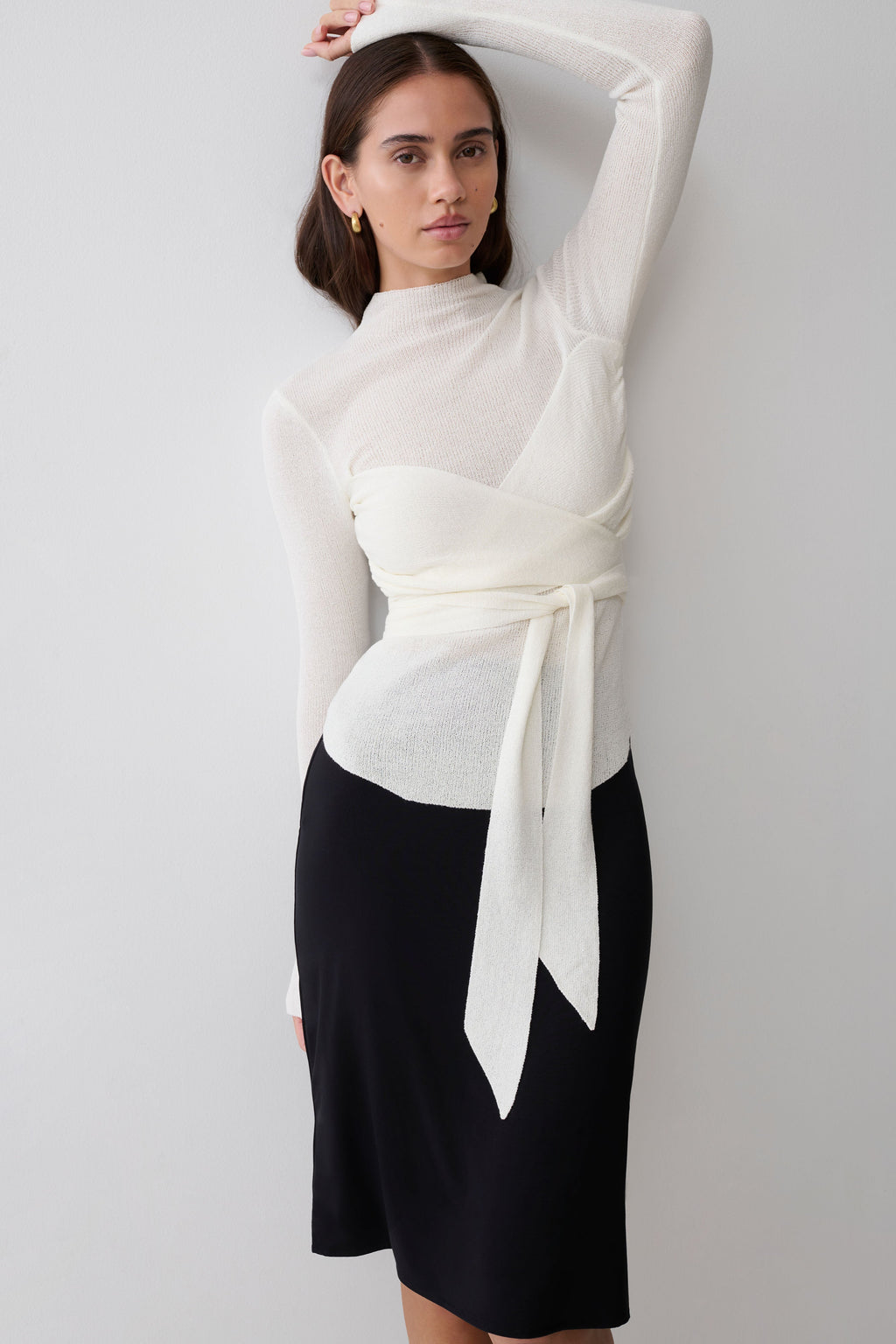 Lawson Wrap Knit Long Sleeve Top - White