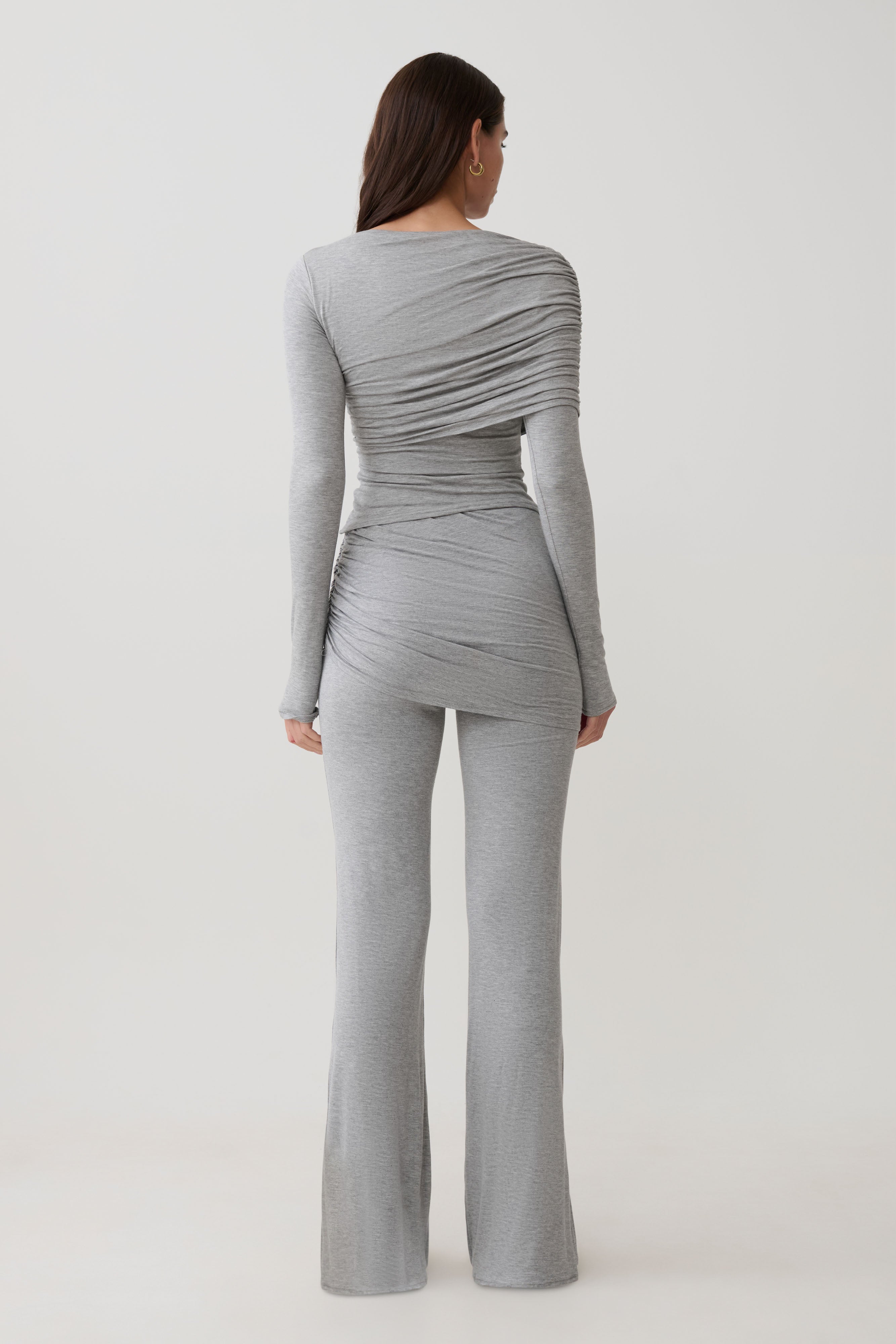 Keaton Modal Long Sleeve Overlay Top - Grey Marle