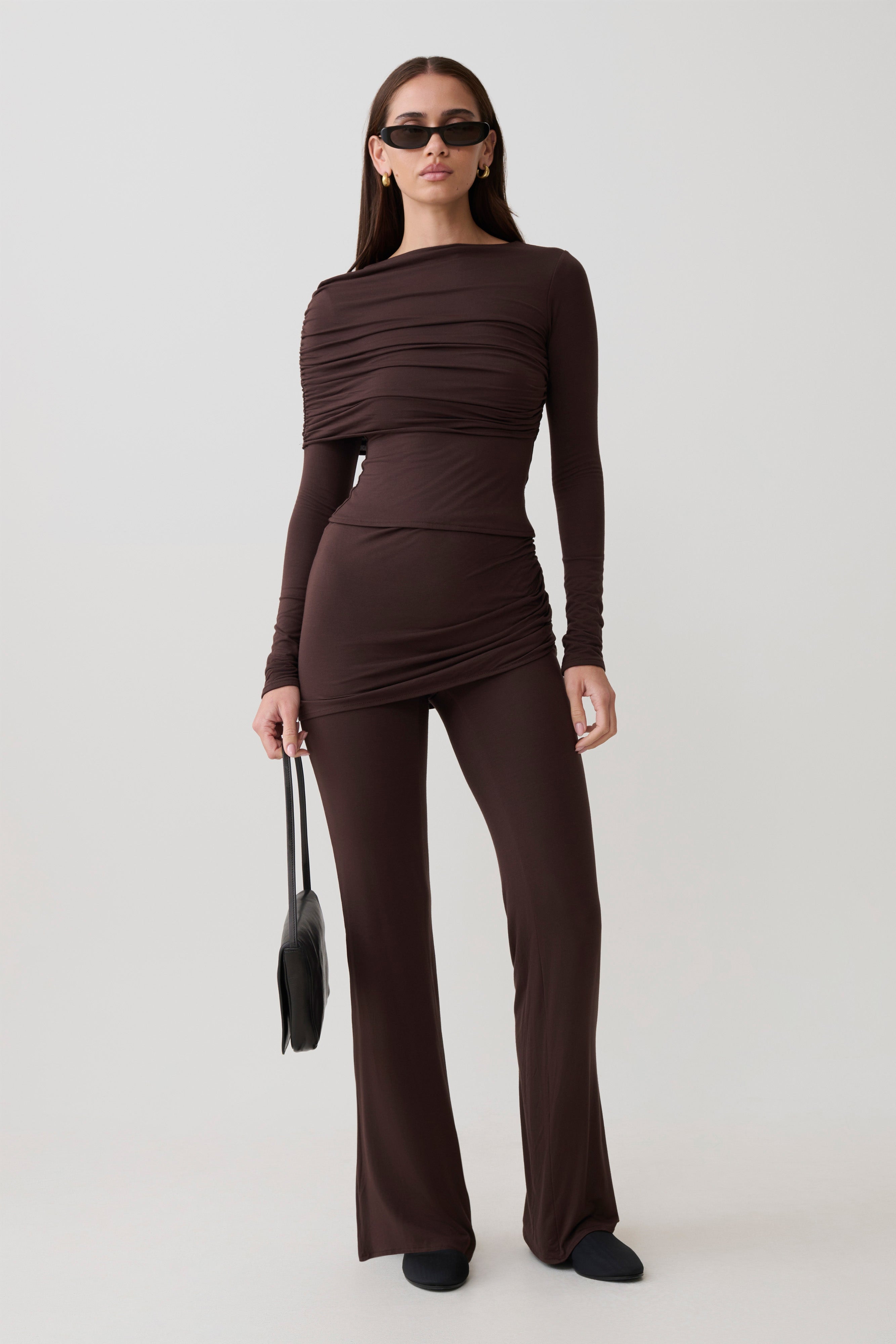 Keaton Modal Straight Leg Overlay Pant - Espresso
