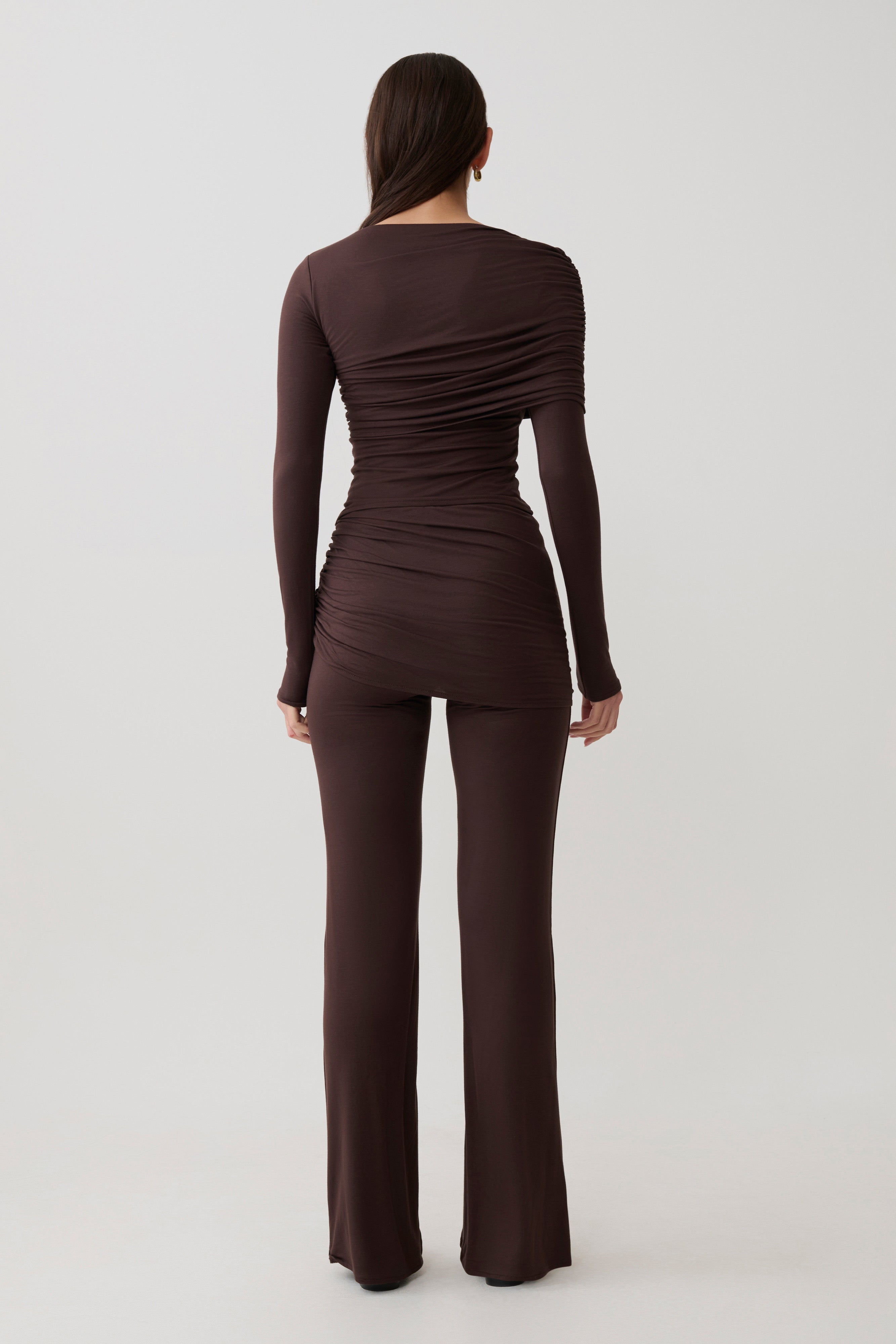 Keaton Modal Long Sleeve Overlay Top - Espresso