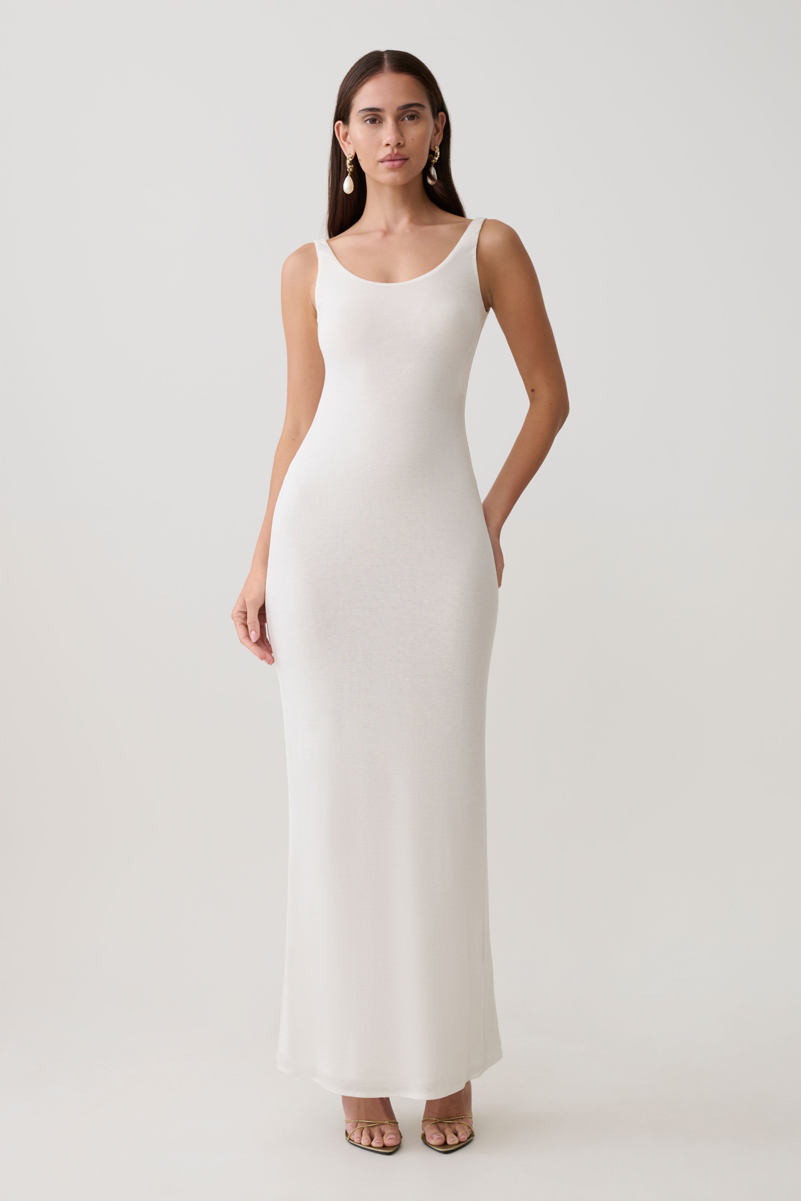 Gwenaelle Scoop Neck Jersey Maxi Dress - White