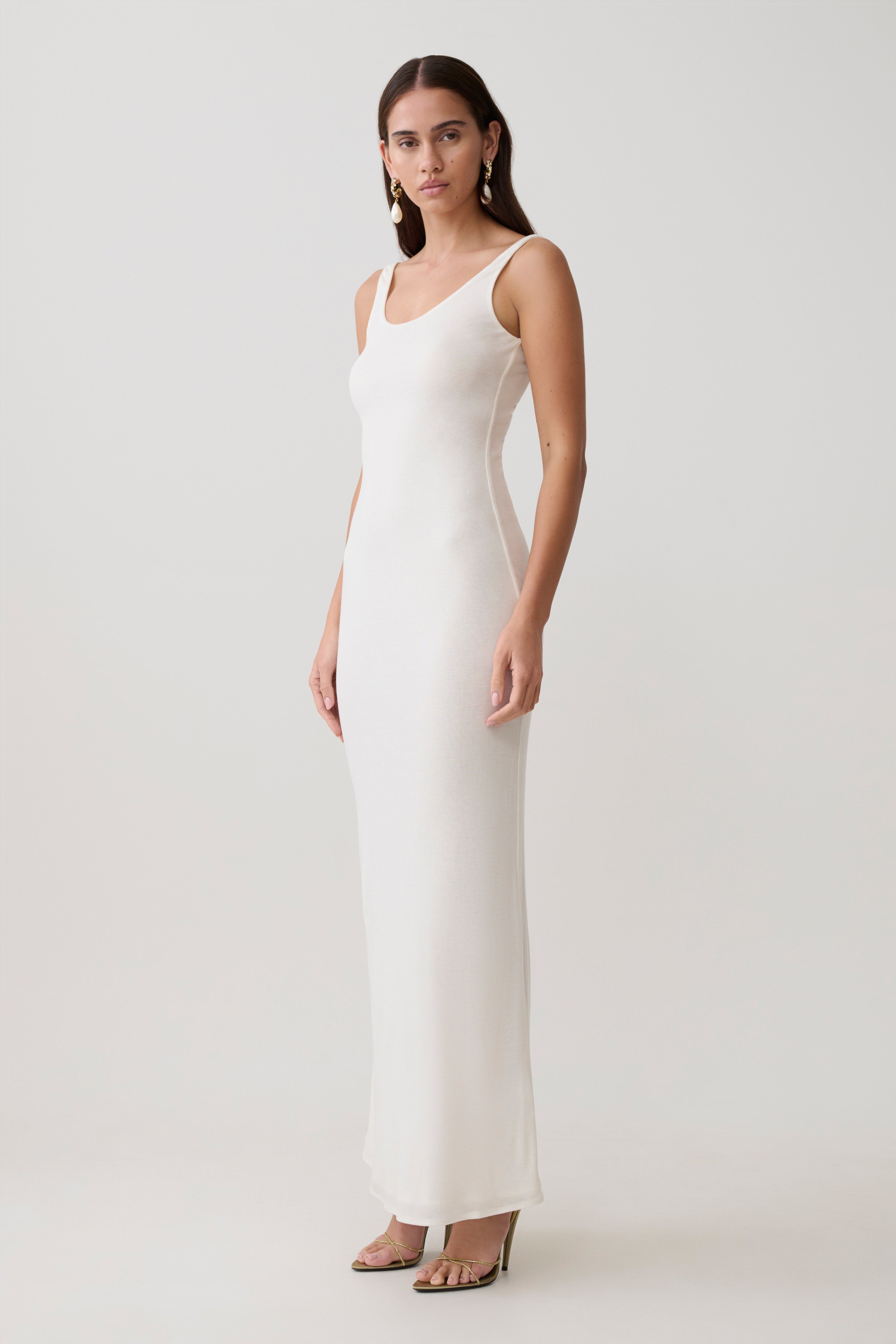Gwenaelle Scoop Neck Jersey Maxi Dress - White