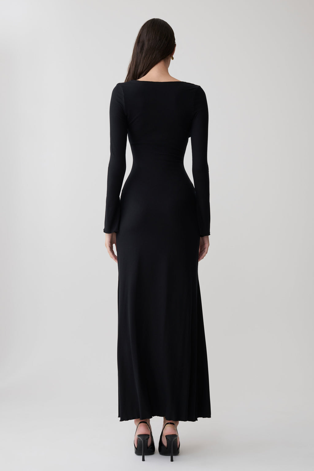 Tanya Buttoned Long Sleeve Maxi Dress - Black