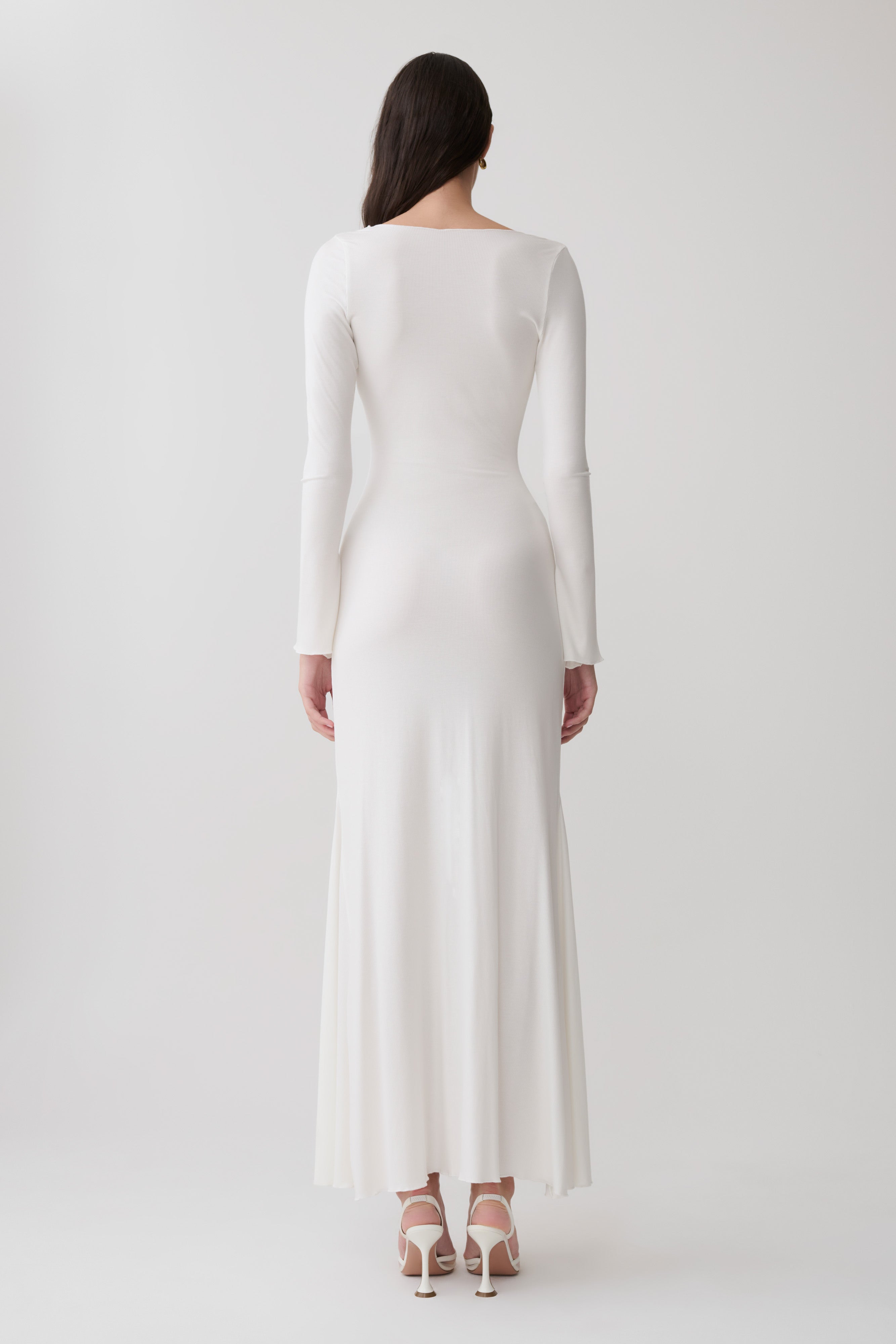 Tanya Buttoned Long Sleeve Maxi Dress - White